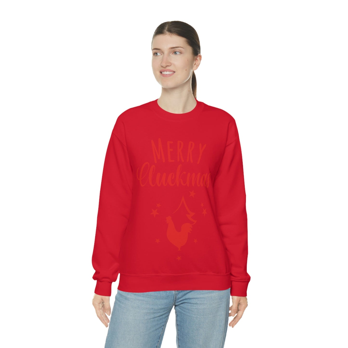 Merry Cluckmas Happy New Year Christmas Quotes Unisex Heavy Blend™ Crewneck Sweatshirt Ichaku [Perfect Gifts Selection]