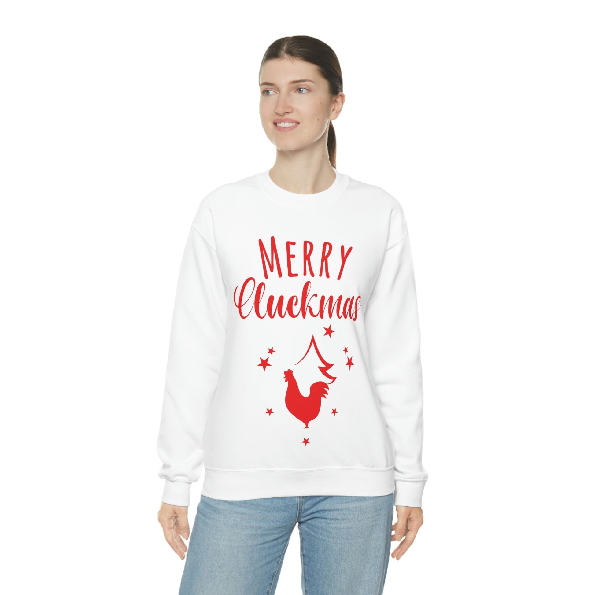 Merry Cluckmas Happy New Year Christmas Quotes Unisex Heavy Blend™ Crewneck Sweatshirt Ichaku [Perfect Gifts Selection]