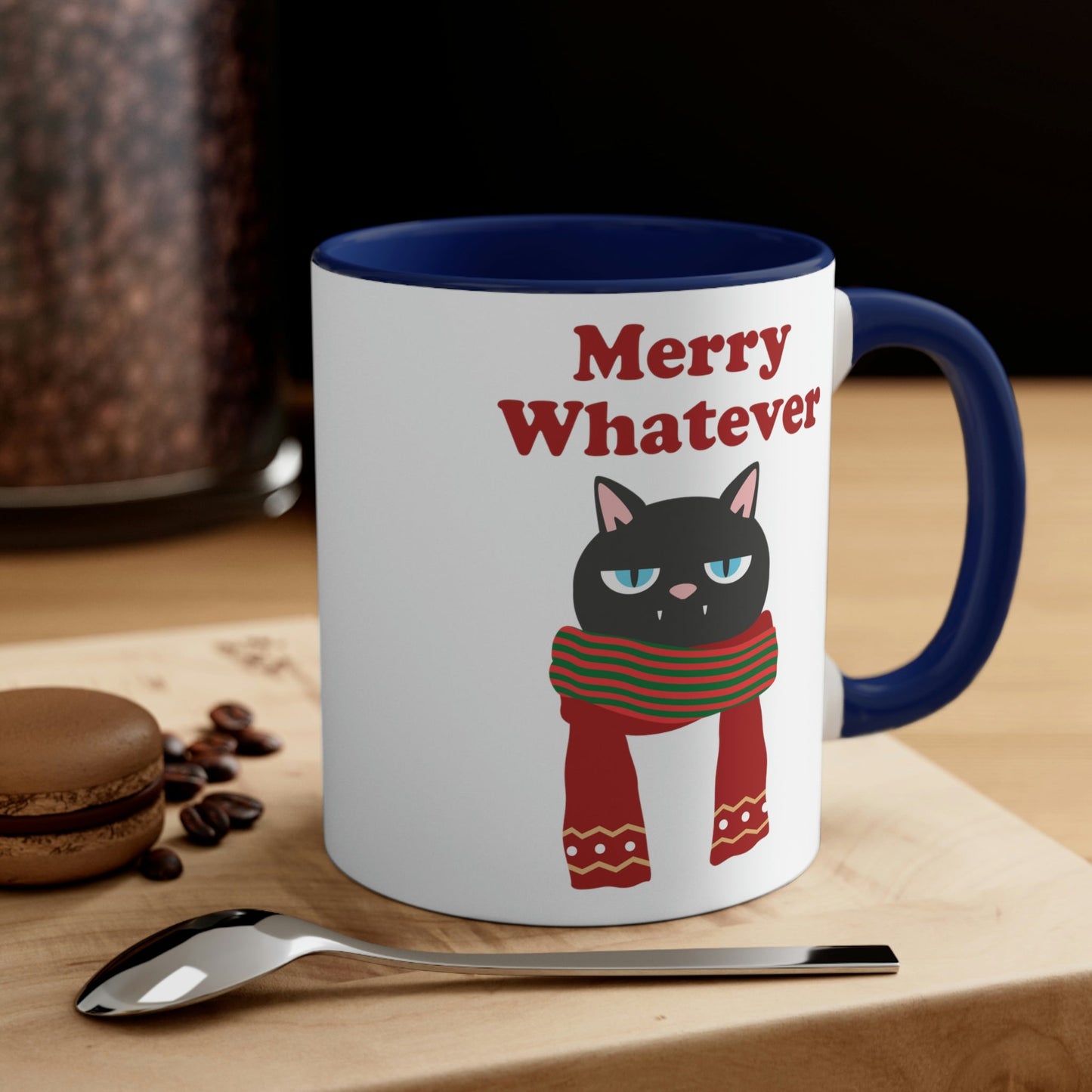 Merry Whatever Angry Christmas Cat Classic Accent Coffee Mug 11oz Ichaku [Perfect Gifts Selection]