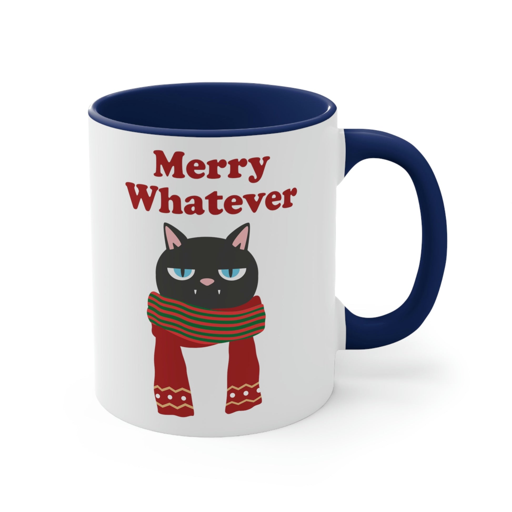 Merry Whatever Angry Christmas Cat Classic Accent Coffee Mug 11oz Ichaku [Perfect Gifts Selection]