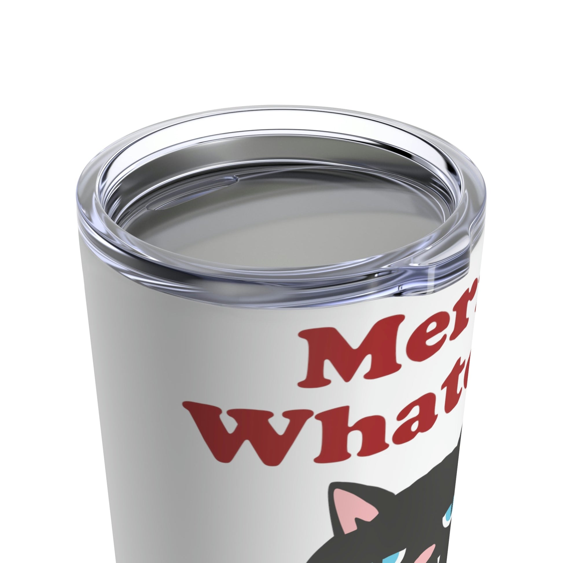 Merry Whatever Angry Christmas Cat Stainless Steel Hot or Cold Vacuum Tumbler 20oz Ichaku [Perfect Gifts Selection]