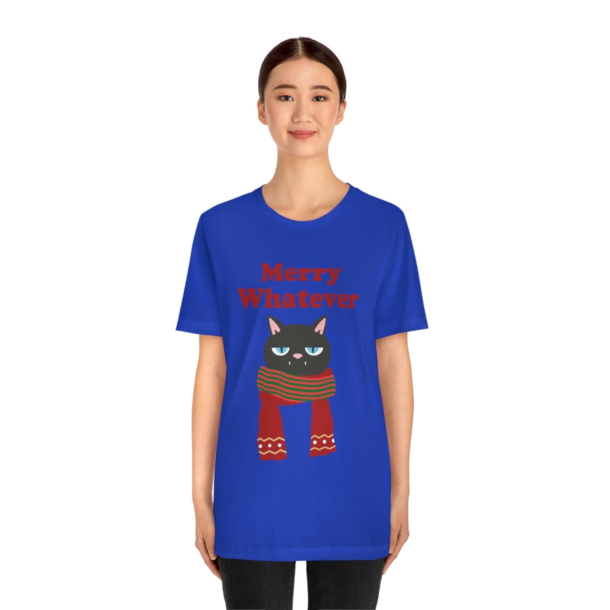 Merry Whatever Angry Christmas Cat Unisex Jersey Short Sleeve T-Shirt Ichaku [Perfect Gifts Selection]