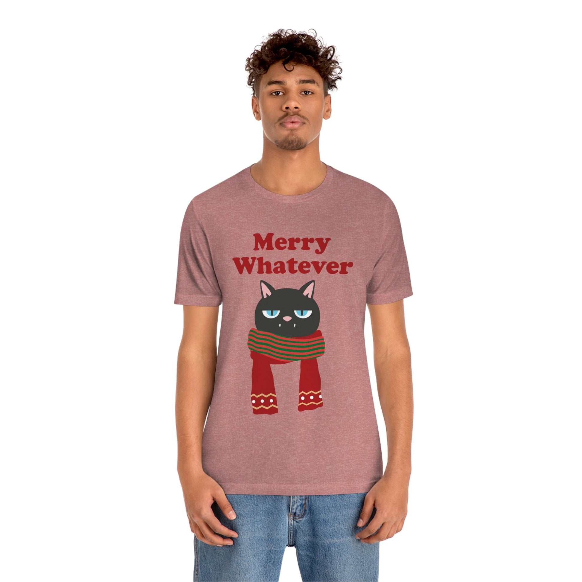 Merry Whatever Angry Christmas Cat Unisex Jersey Short Sleeve T-Shirt Ichaku [Perfect Gifts Selection]