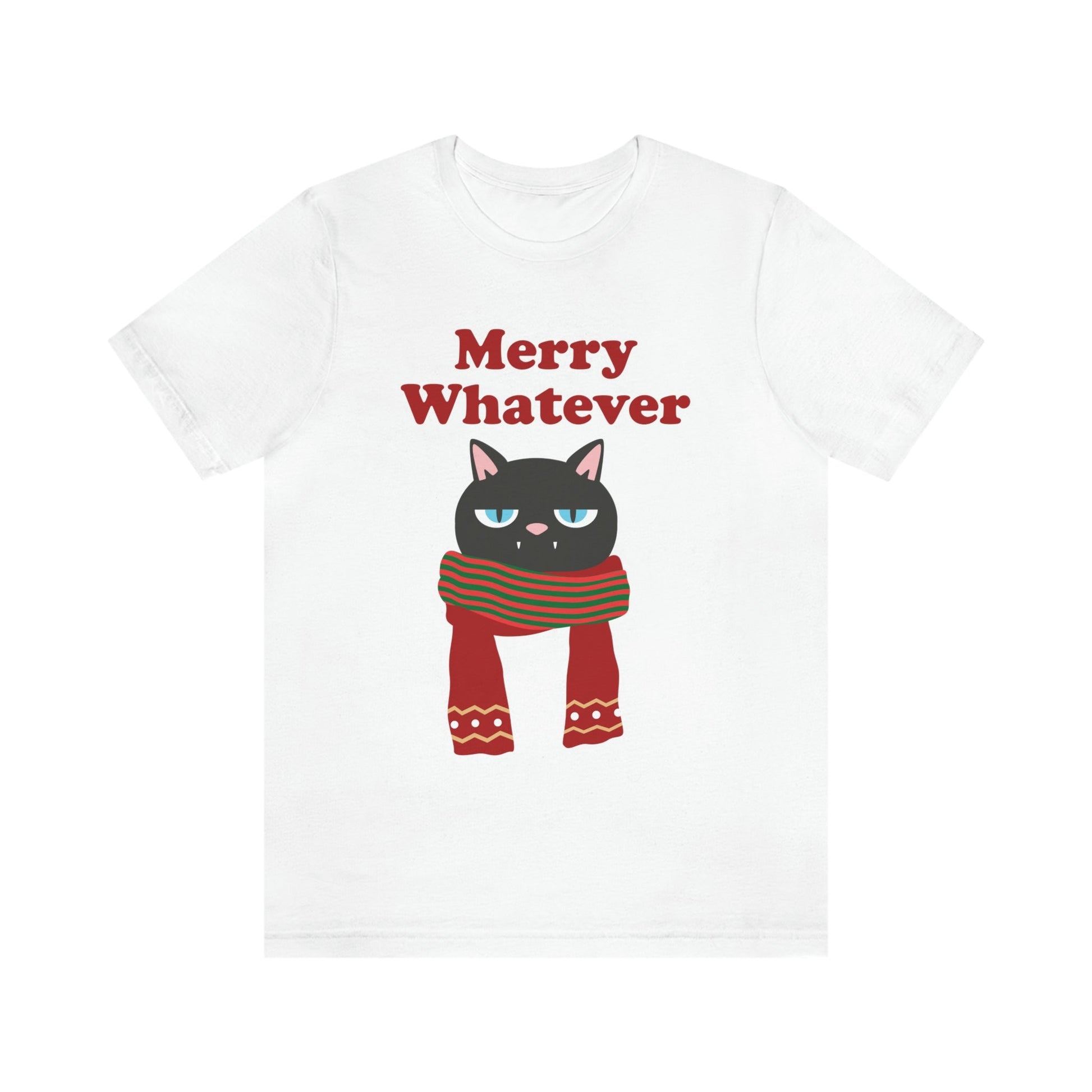 Merry Whatever Angry Christmas Cat Unisex Jersey Short Sleeve T-Shirt Ichaku [Perfect Gifts Selection]