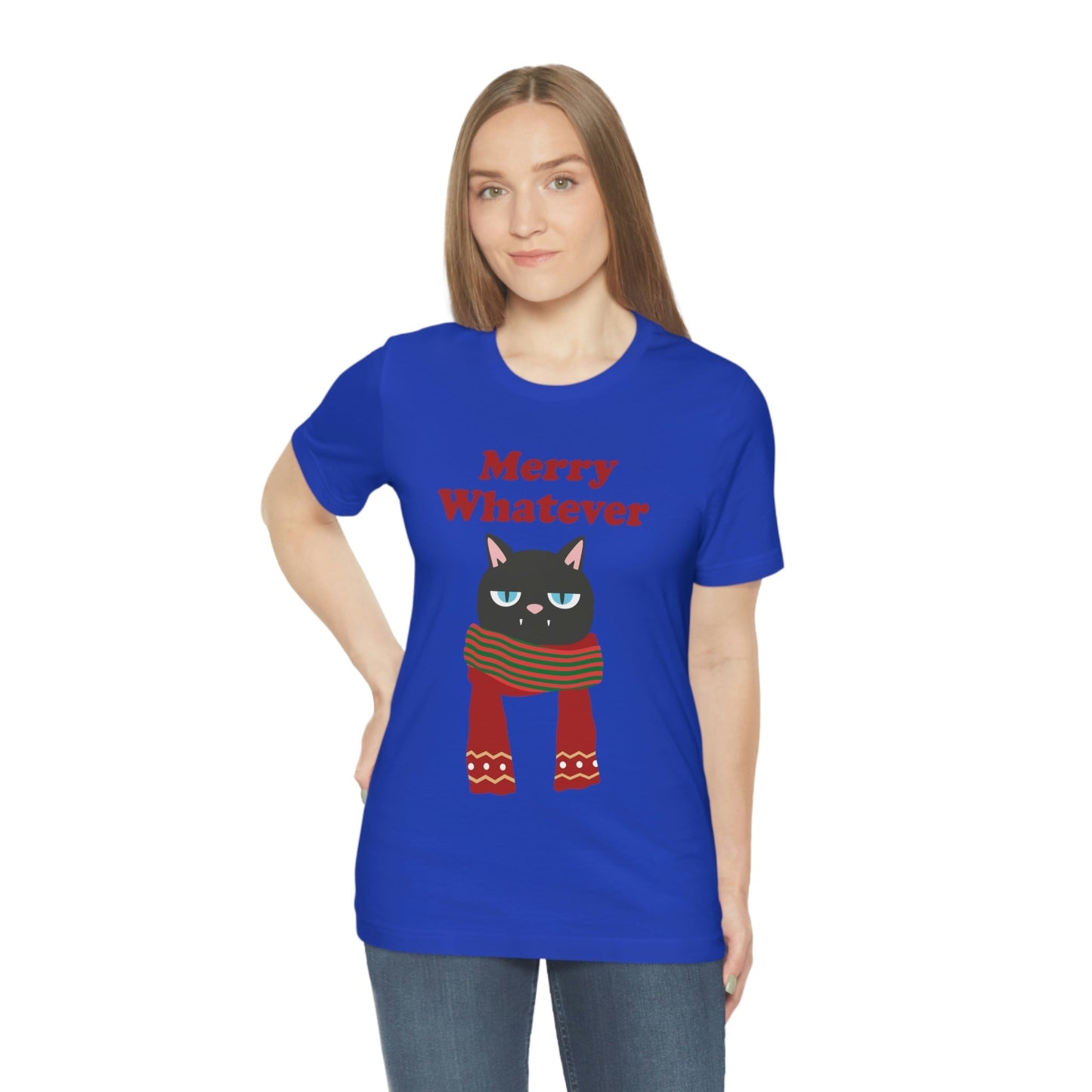 Merry Whatever Angry Christmas Cat Unisex Jersey Short Sleeve T-Shirt Ichaku [Perfect Gifts Selection]