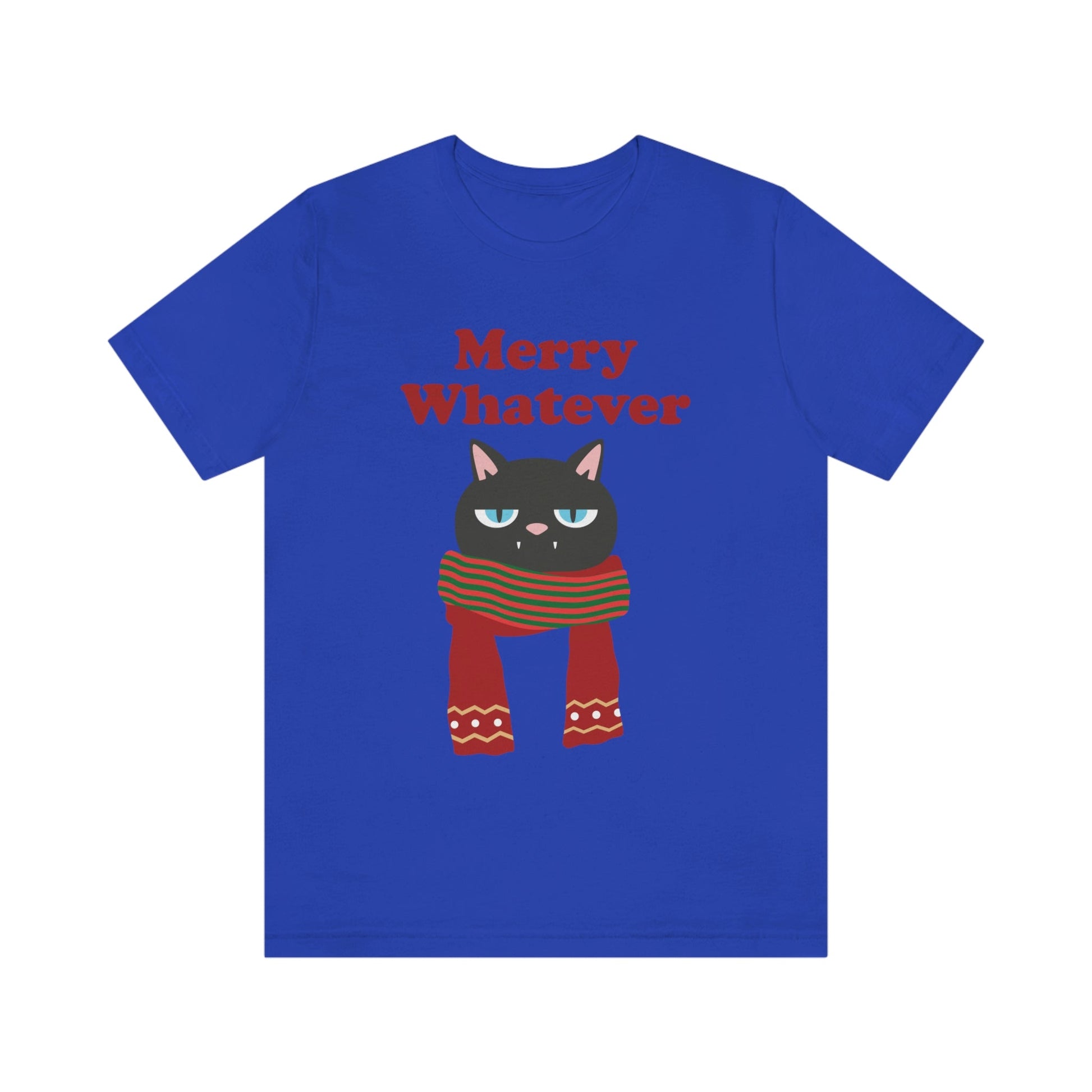 Merry Whatever Angry Christmas Cat Unisex Jersey Short Sleeve T-Shirt Ichaku [Perfect Gifts Selection]