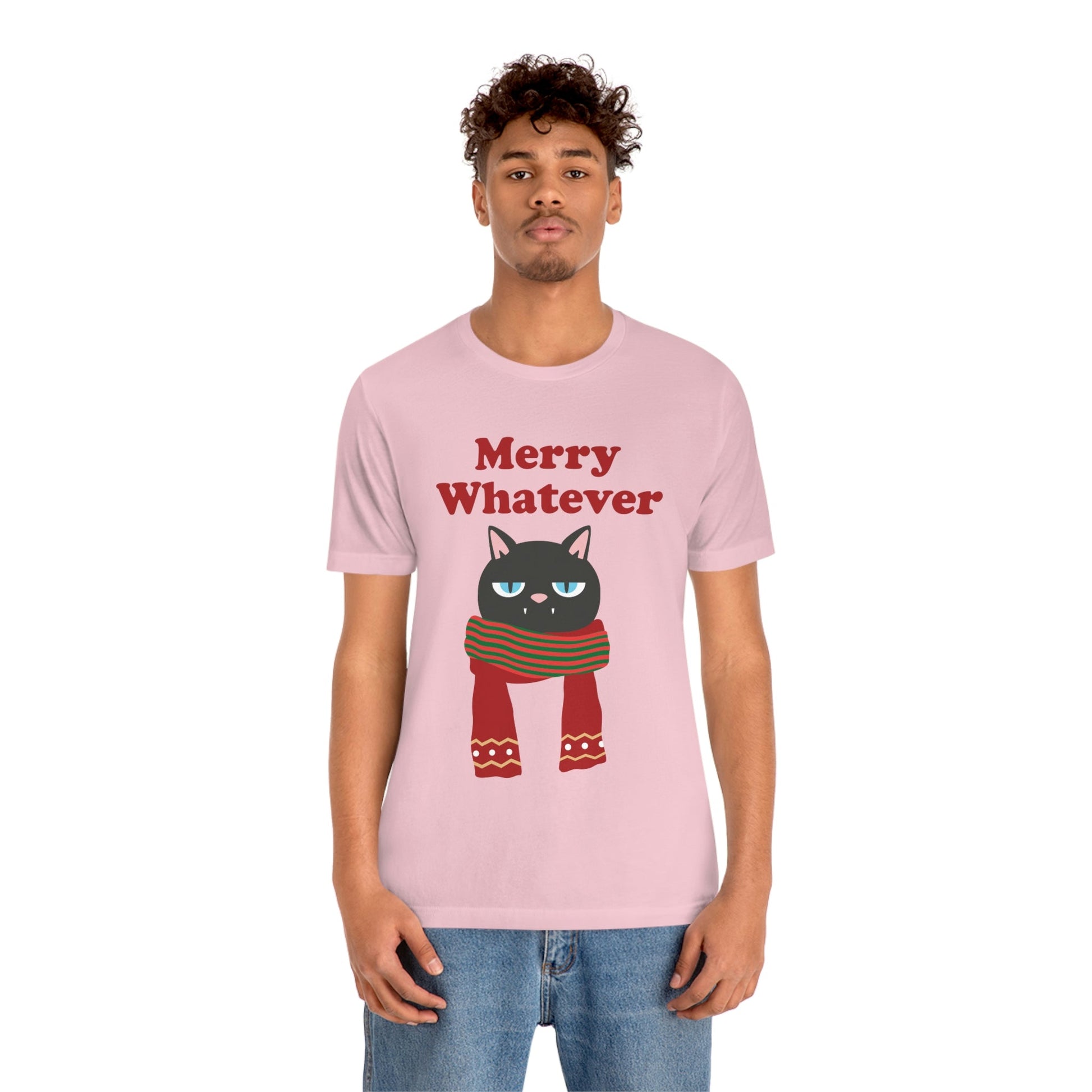 Merry Whatever Angry Christmas Cat Unisex Jersey Short Sleeve T-Shirt Ichaku [Perfect Gifts Selection]