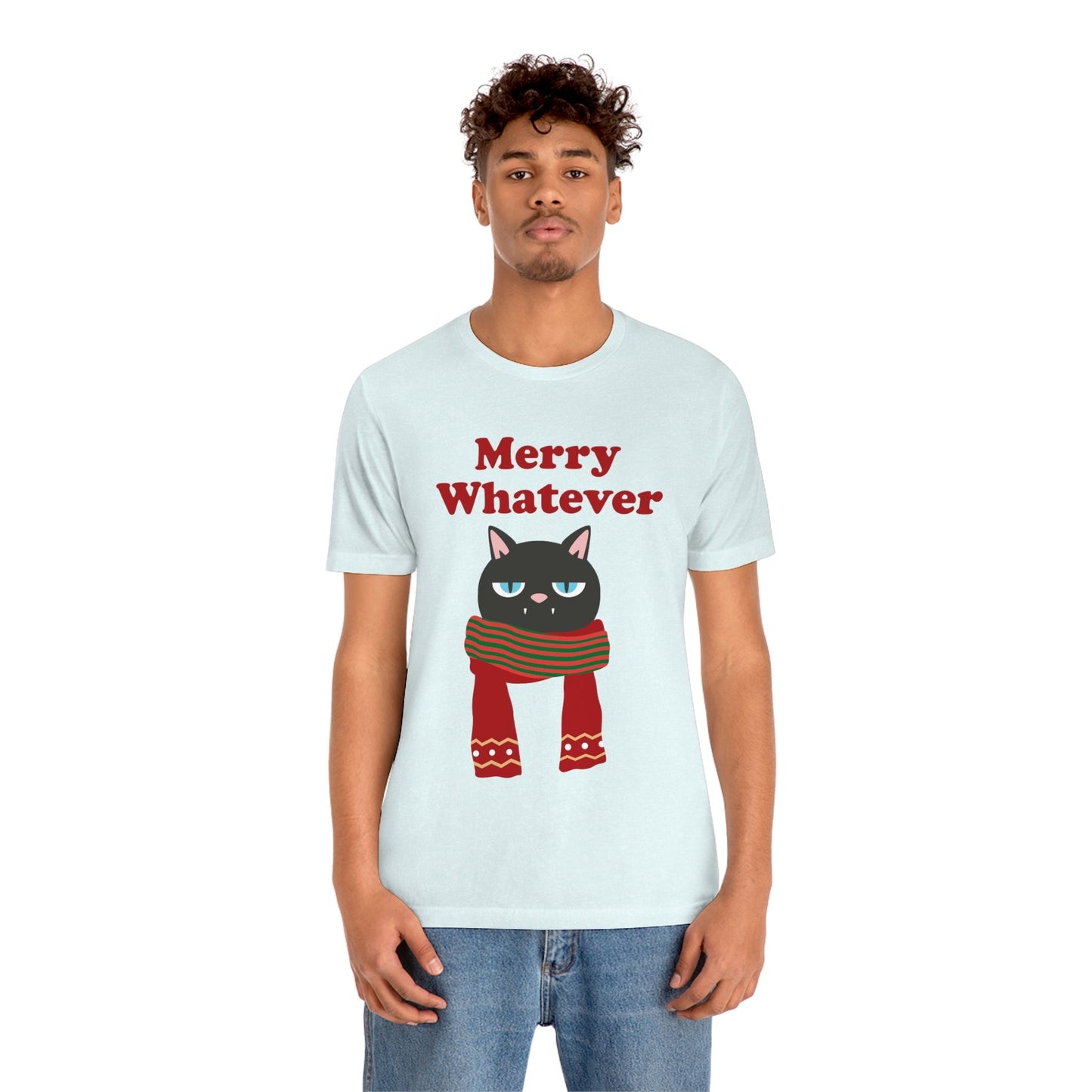 Merry Whatever Angry Christmas Cat Unisex Jersey Short Sleeve T-Shirt Ichaku [Perfect Gifts Selection]