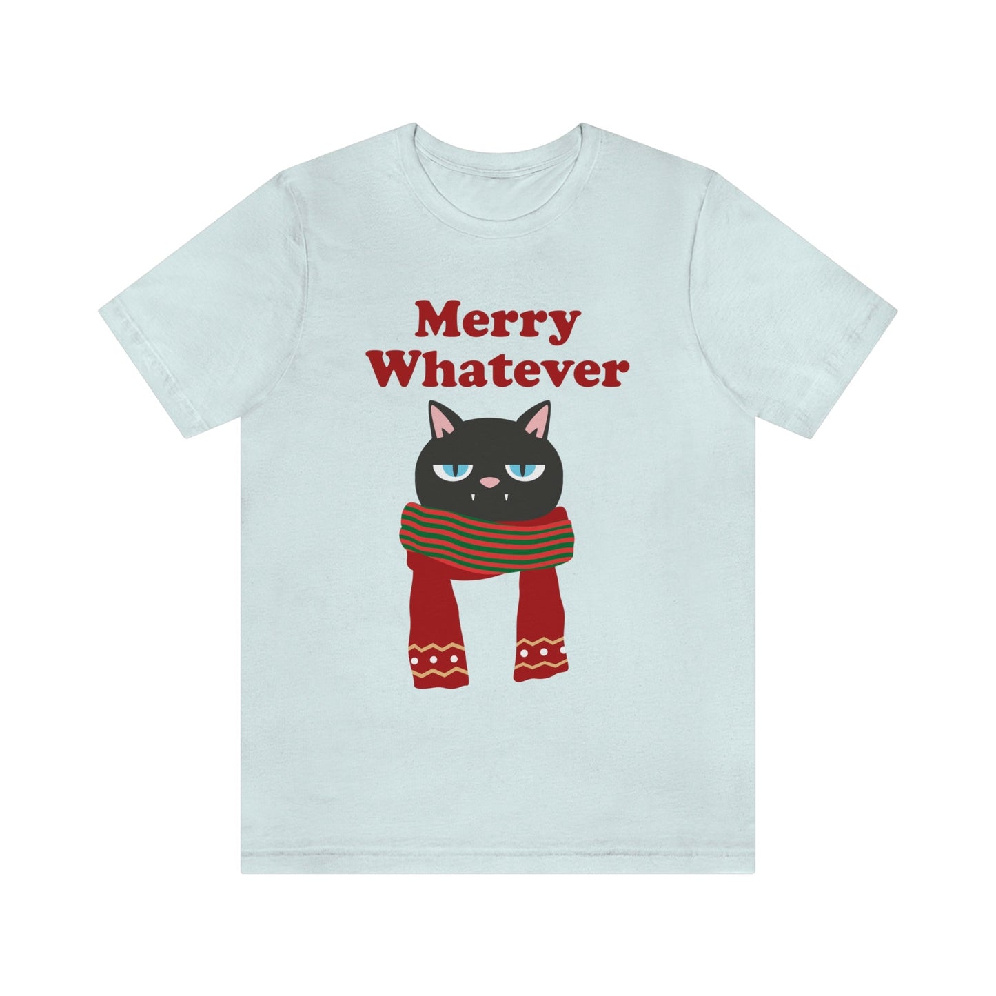 Merry Whatever Angry Christmas Cat Unisex Jersey Short Sleeve T-Shirt Ichaku [Perfect Gifts Selection]