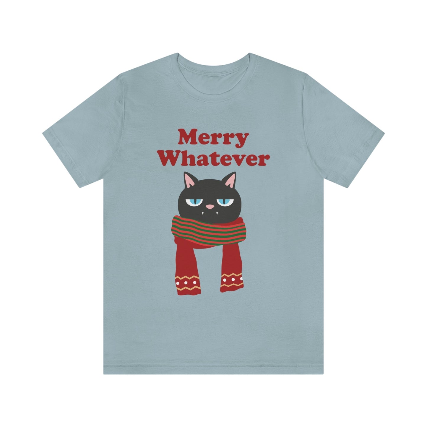 Merry Whatever Angry Christmas Cat Unisex Jersey Short Sleeve T-Shirt Ichaku [Perfect Gifts Selection]