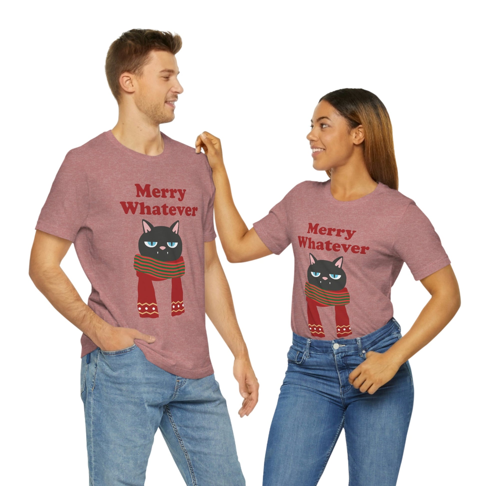 Merry Whatever Angry Christmas Cat Unisex Jersey Short Sleeve T-Shirt Ichaku [Perfect Gifts Selection]