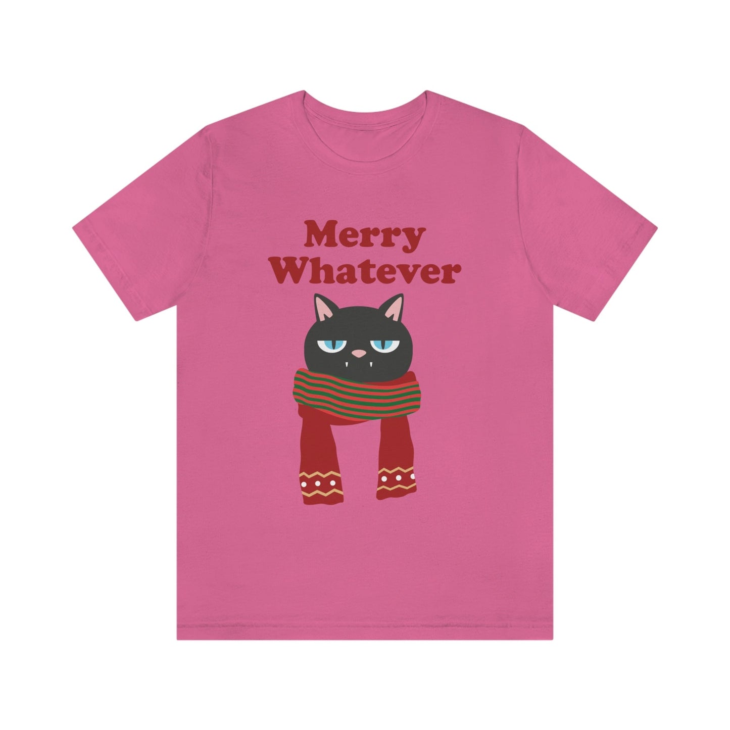 Merry Whatever Angry Christmas Cat Unisex Jersey Short Sleeve T-Shirt Ichaku [Perfect Gifts Selection]