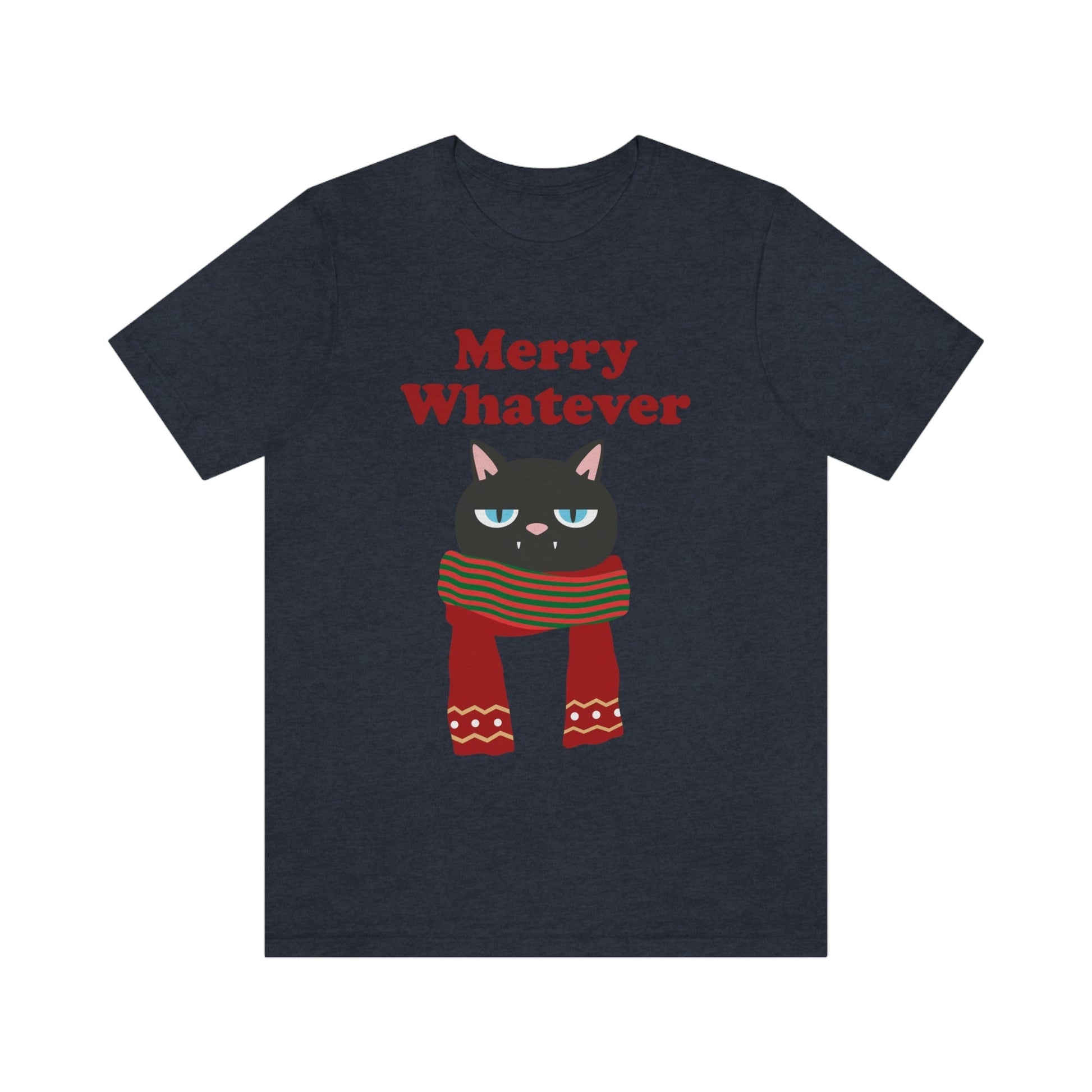 Merry Whatever Angry Christmas Cat Unisex Jersey Short Sleeve T-Shirt Ichaku [Perfect Gifts Selection]