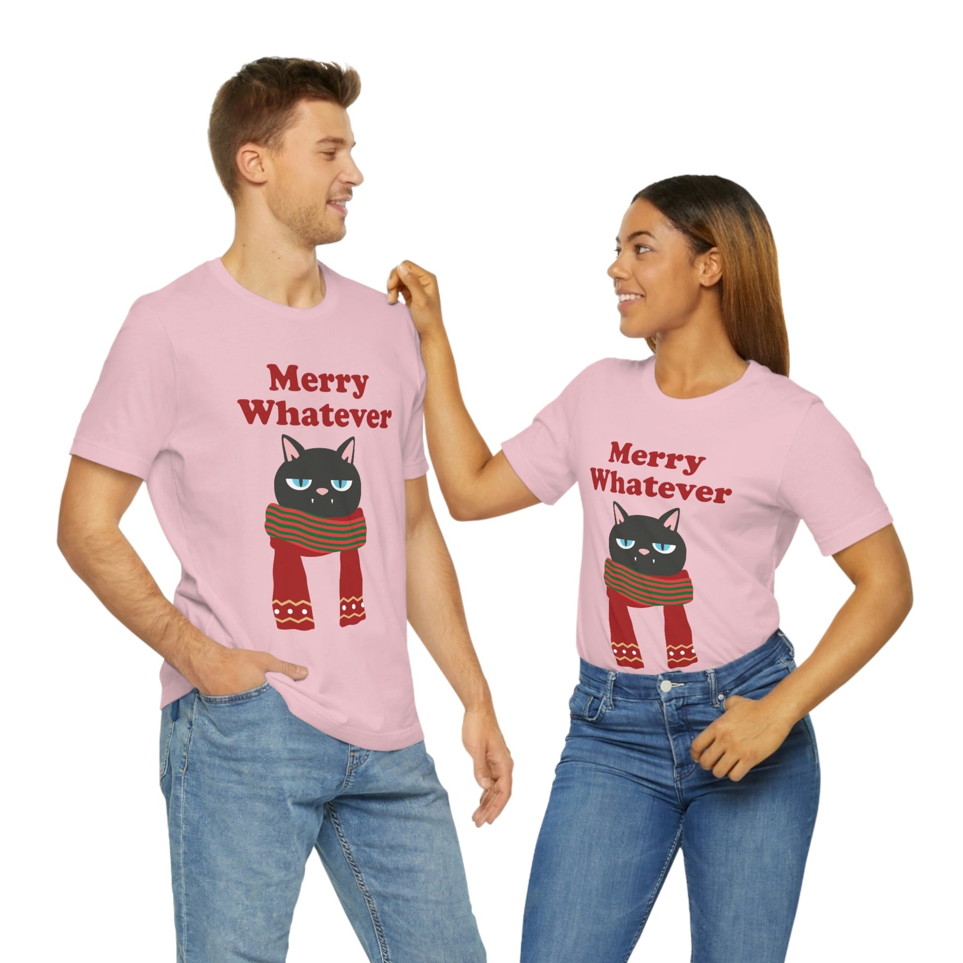 Merry Whatever Angry Christmas Cat Unisex Jersey Short Sleeve T-Shirt Ichaku [Perfect Gifts Selection]