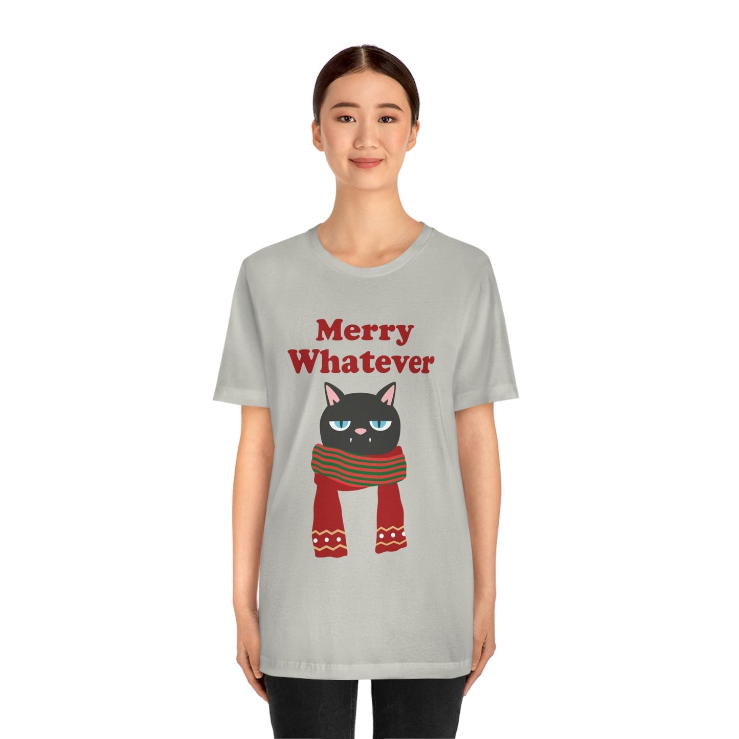 Merry Whatever Angry Christmas Cat Unisex Jersey Short Sleeve T-Shirt Ichaku [Perfect Gifts Selection]