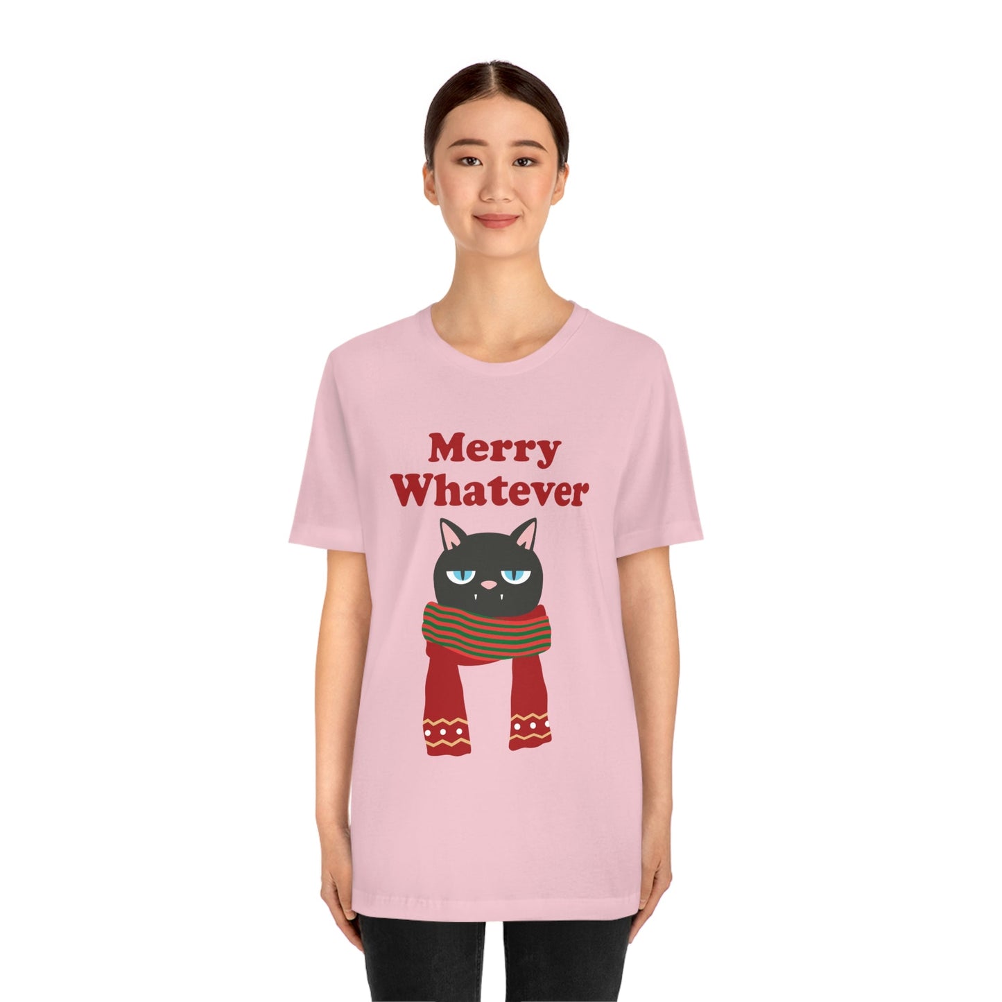 Merry Whatever Angry Christmas Cat Unisex Jersey Short Sleeve T-Shirt Ichaku [Perfect Gifts Selection]