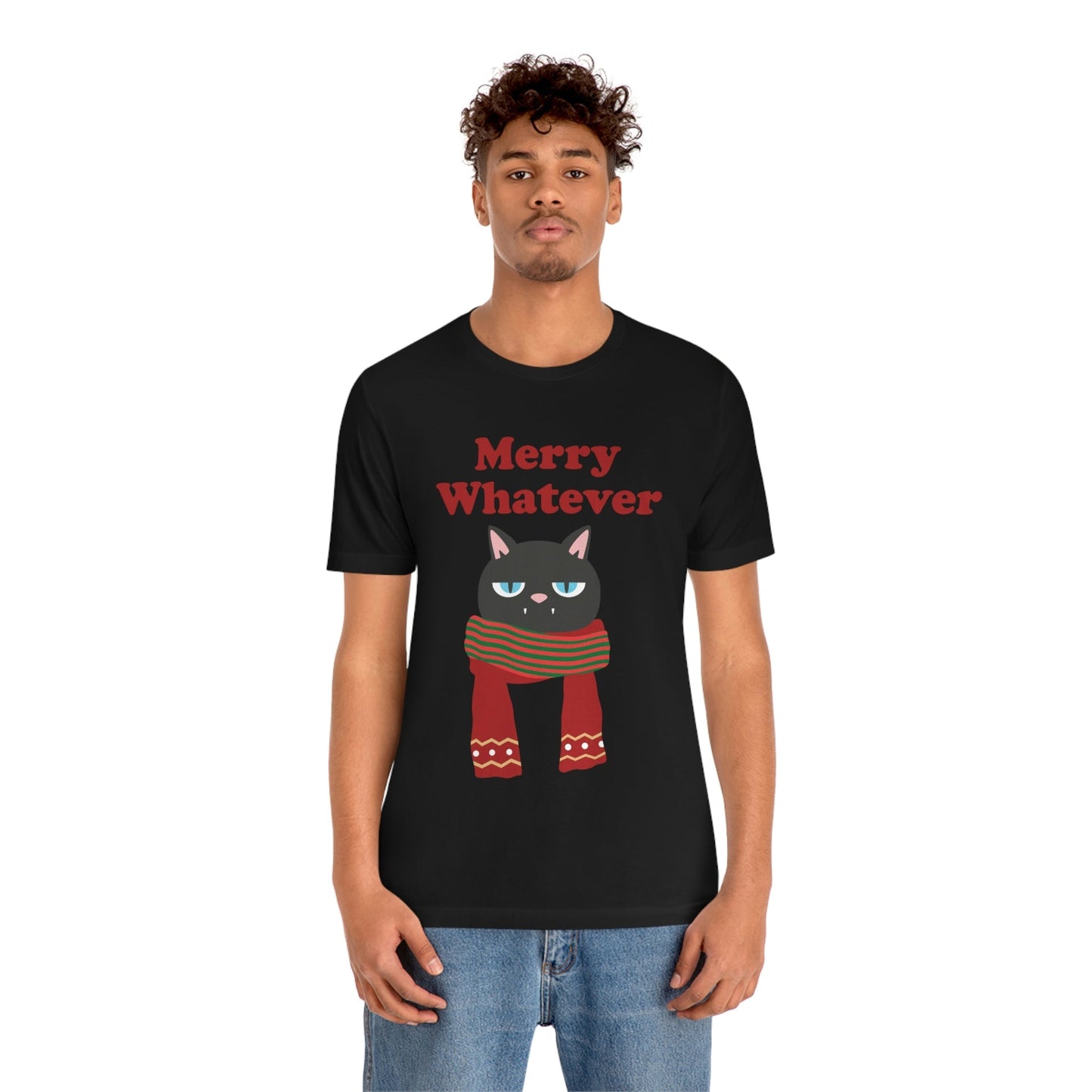 Merry Whatever Angry Christmas Cat Unisex Jersey Short Sleeve T-Shirt Ichaku [Perfect Gifts Selection]