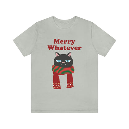 Merry Whatever Angry Christmas Cat Unisex Jersey Short Sleeve T-Shirt Ichaku [Perfect Gifts Selection]