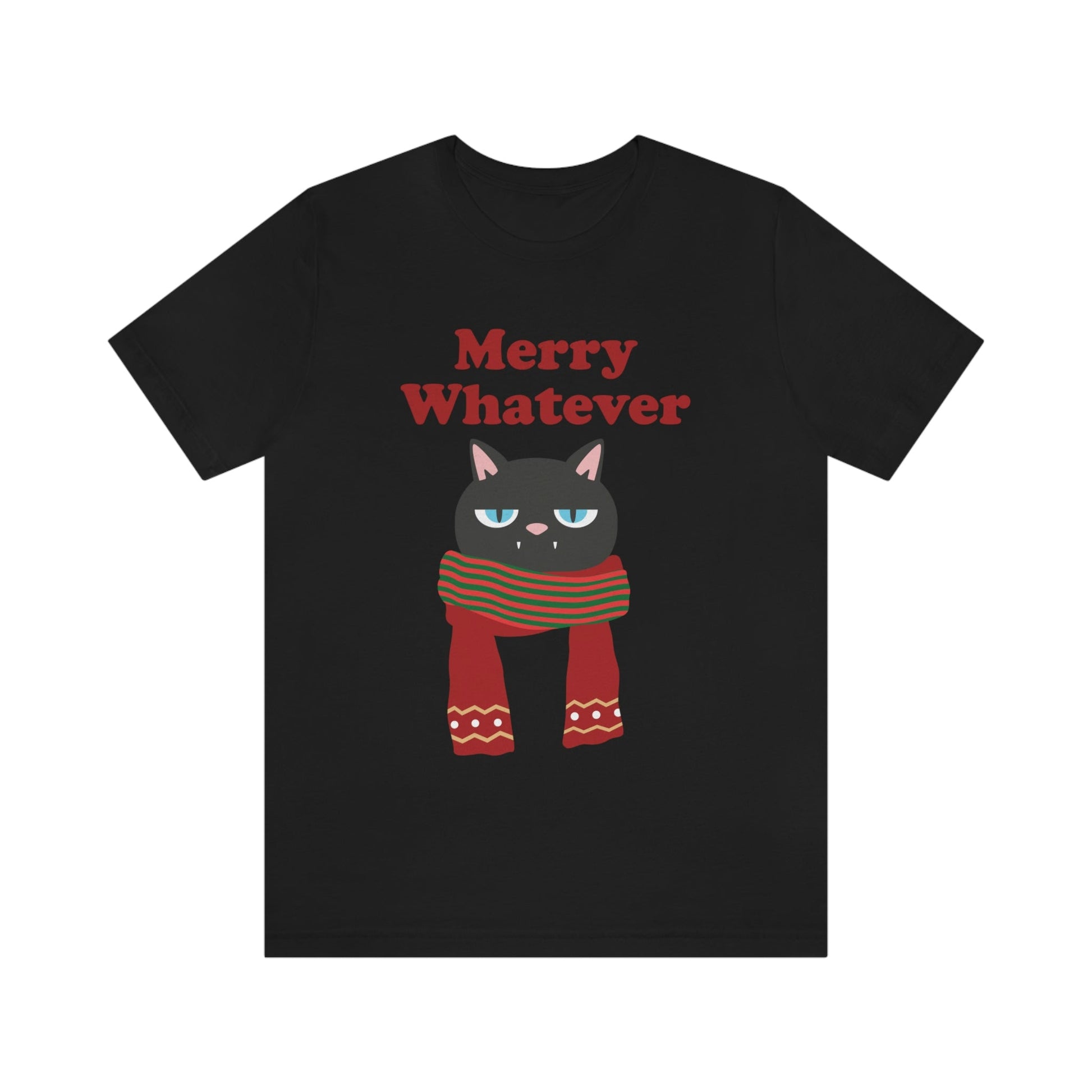 Merry Whatever Angry Christmas Cat Unisex Jersey Short Sleeve T-Shirt Ichaku [Perfect Gifts Selection]