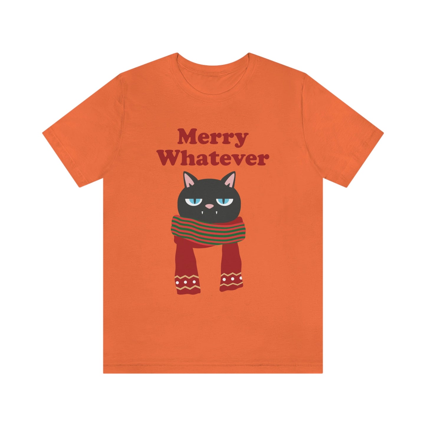 Merry Whatever Angry Christmas Cat Unisex Jersey Short Sleeve T-Shirt Ichaku [Perfect Gifts Selection]