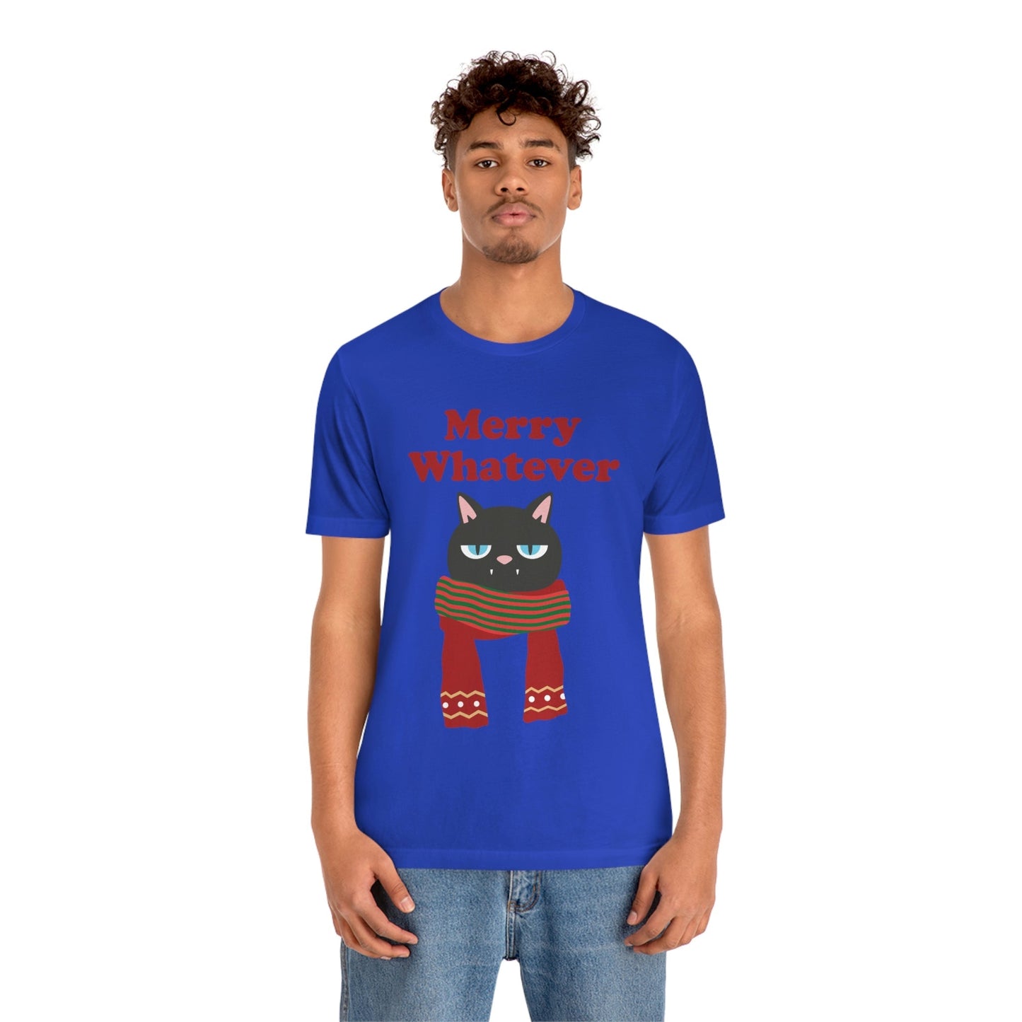 Merry Whatever Angry Christmas Cat Unisex Jersey Short Sleeve T-Shirt Ichaku [Perfect Gifts Selection]