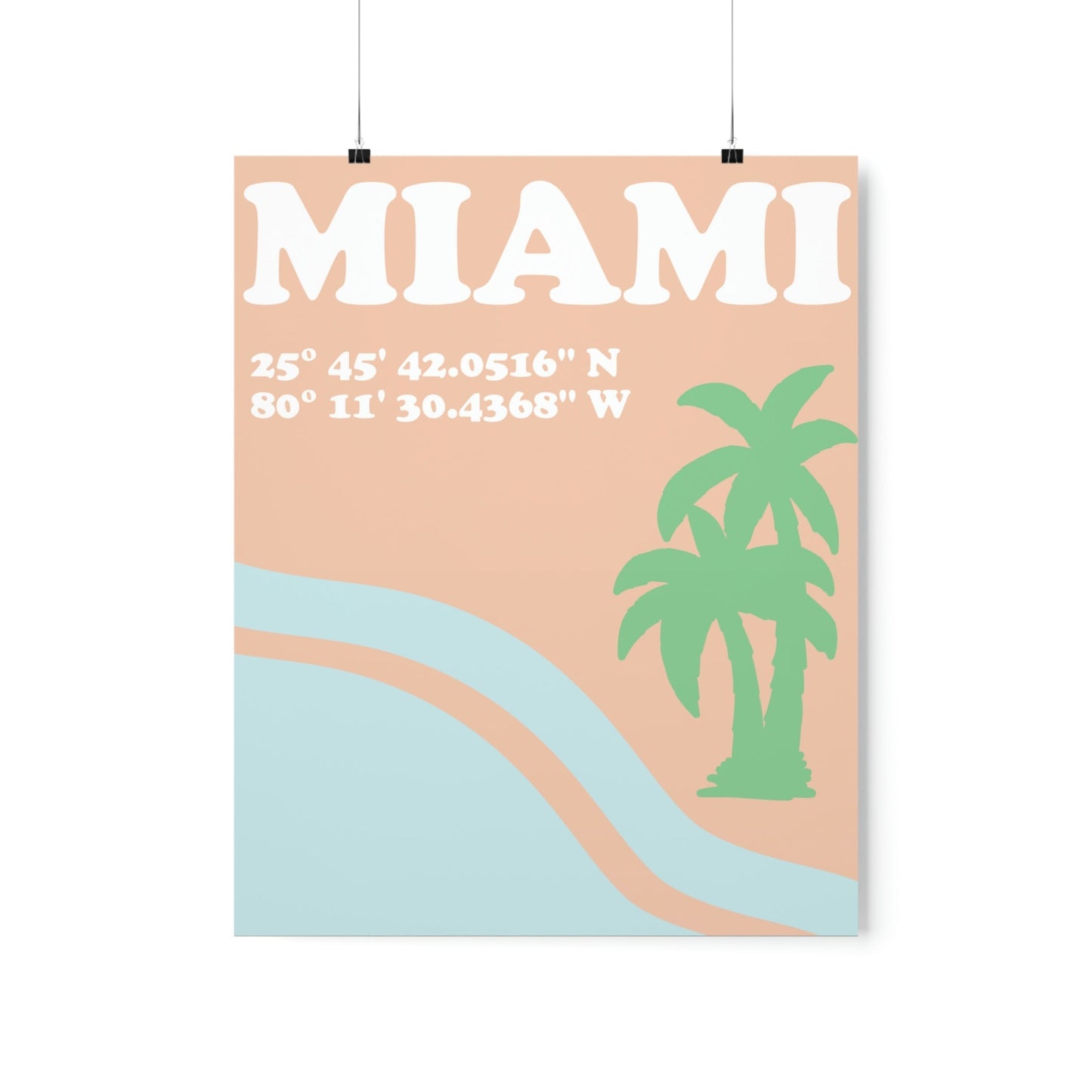 Miami Beach Florida Coordinates Minimal Art Premium Matte Vertical Posters Ichaku [Perfect Gifts Selection]