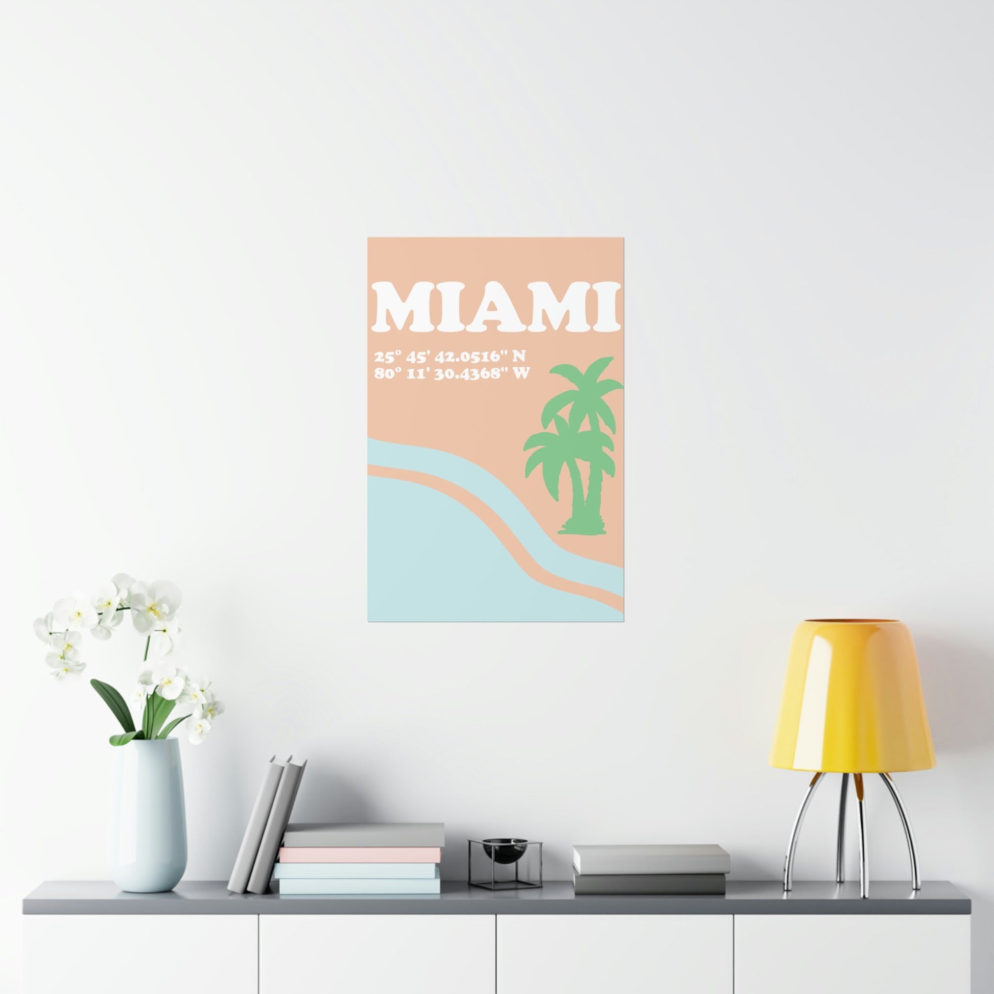 Miami Beach Florida Coordinates Minimal Art Premium Matte Vertical Posters Ichaku [Perfect Gifts Selection]