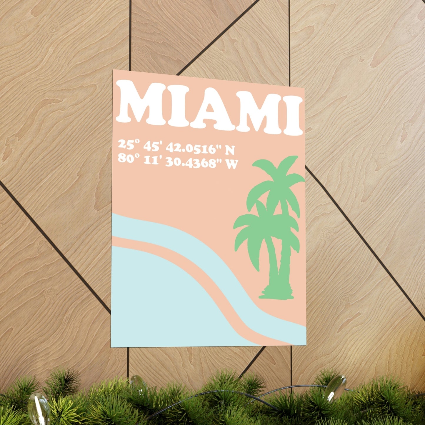 Miami Beach Florida Coordinates Minimal Art Premium Matte Vertical Posters Ichaku [Perfect Gifts Selection]