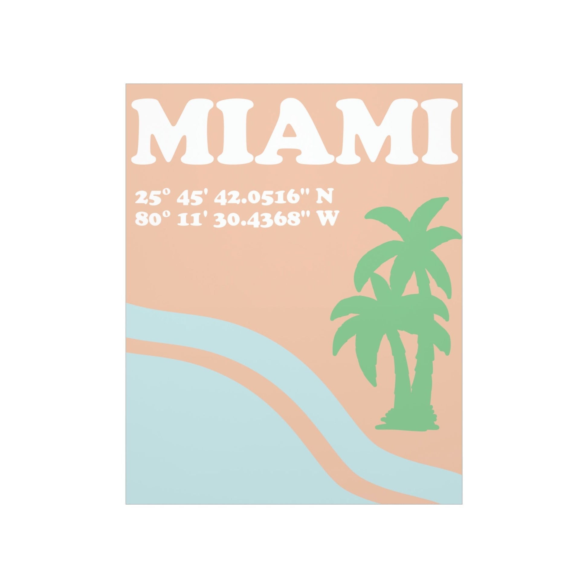 Miami Beach Florida Coordinates Minimal Art Premium Matte Vertical Posters Ichaku [Perfect Gifts Selection]