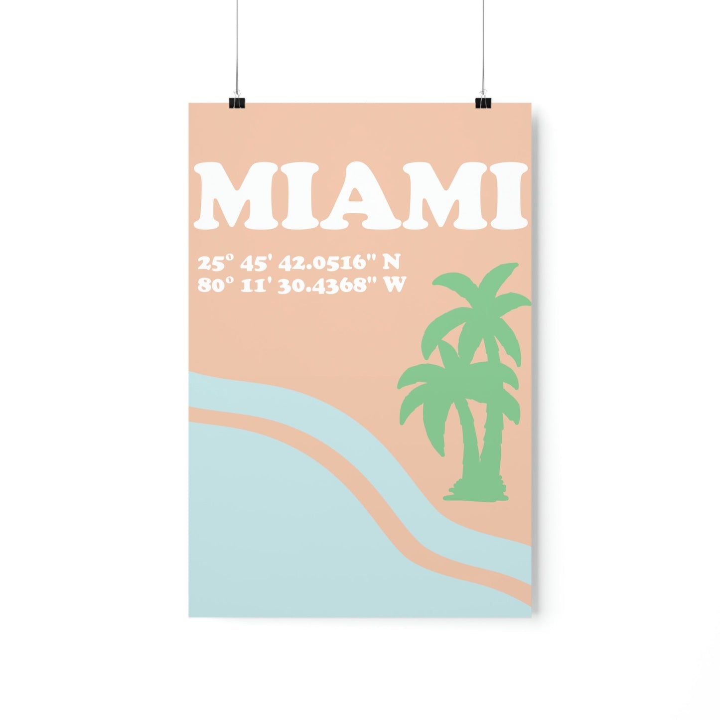 Miami Beach Florida Coordinates Minimal Art Premium Matte Vertical Posters Ichaku [Perfect Gifts Selection]