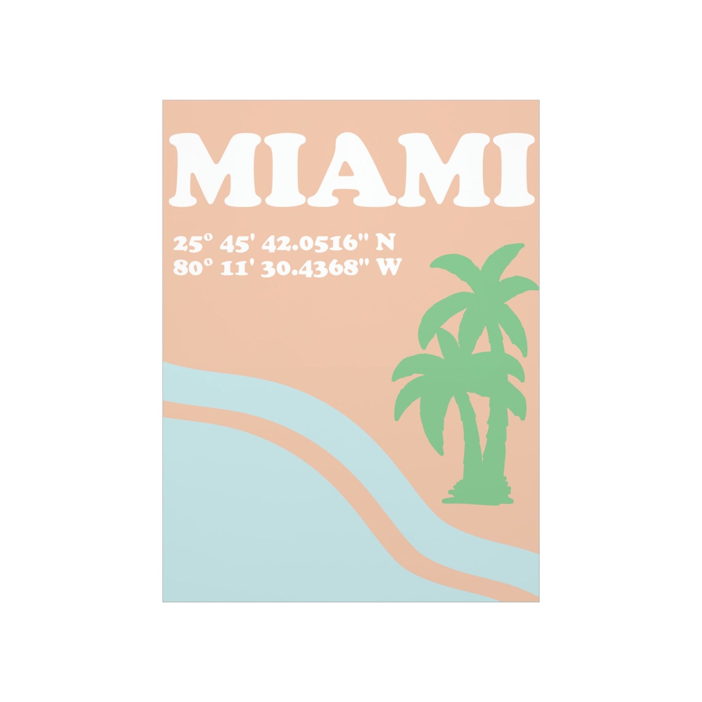 Miami Beach Florida Coordinates Minimal Art Premium Matte Vertical Posters Ichaku [Perfect Gifts Selection]