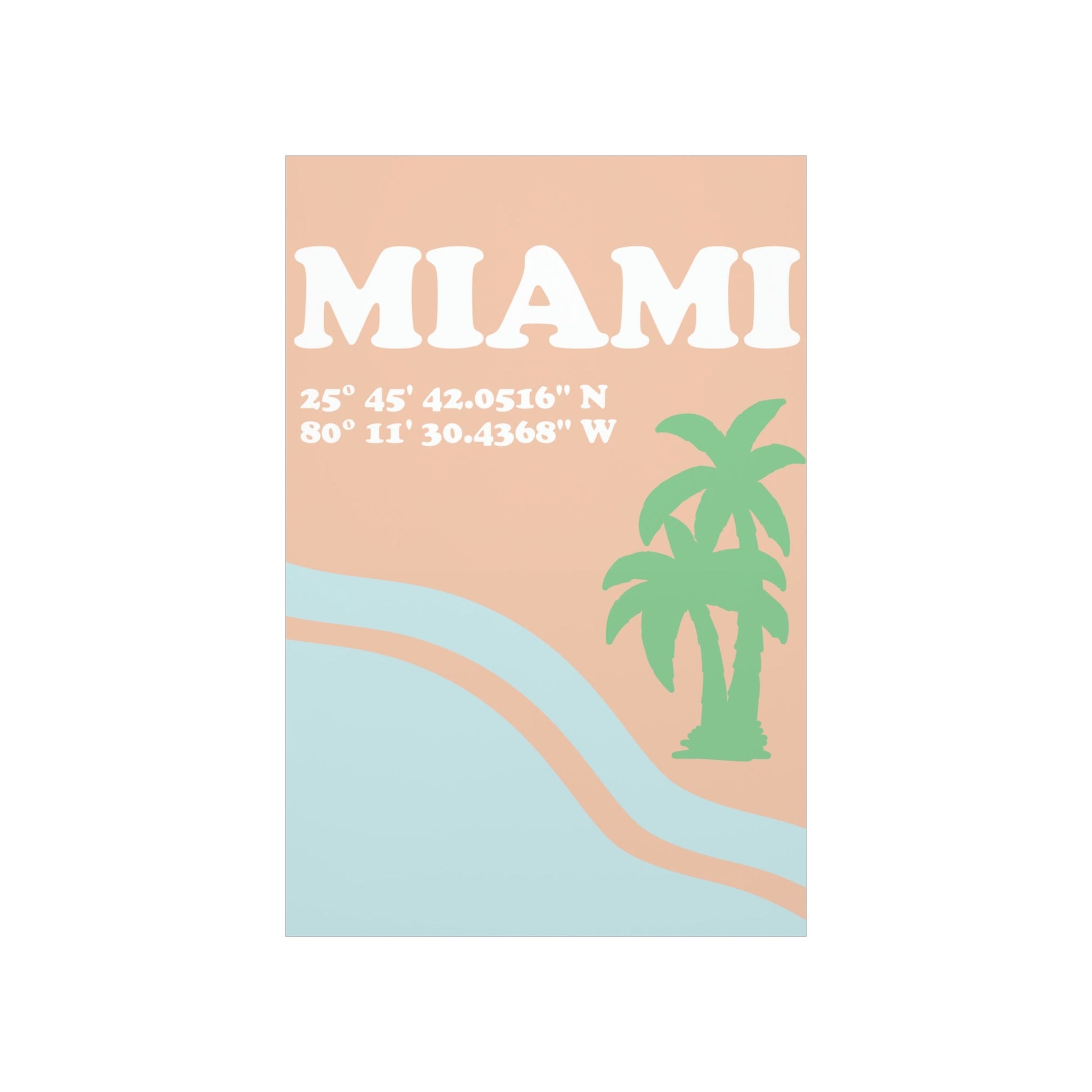 Miami Beach Florida Coordinates Minimal Art Premium Matte Vertical Posters Ichaku [Perfect Gifts Selection]