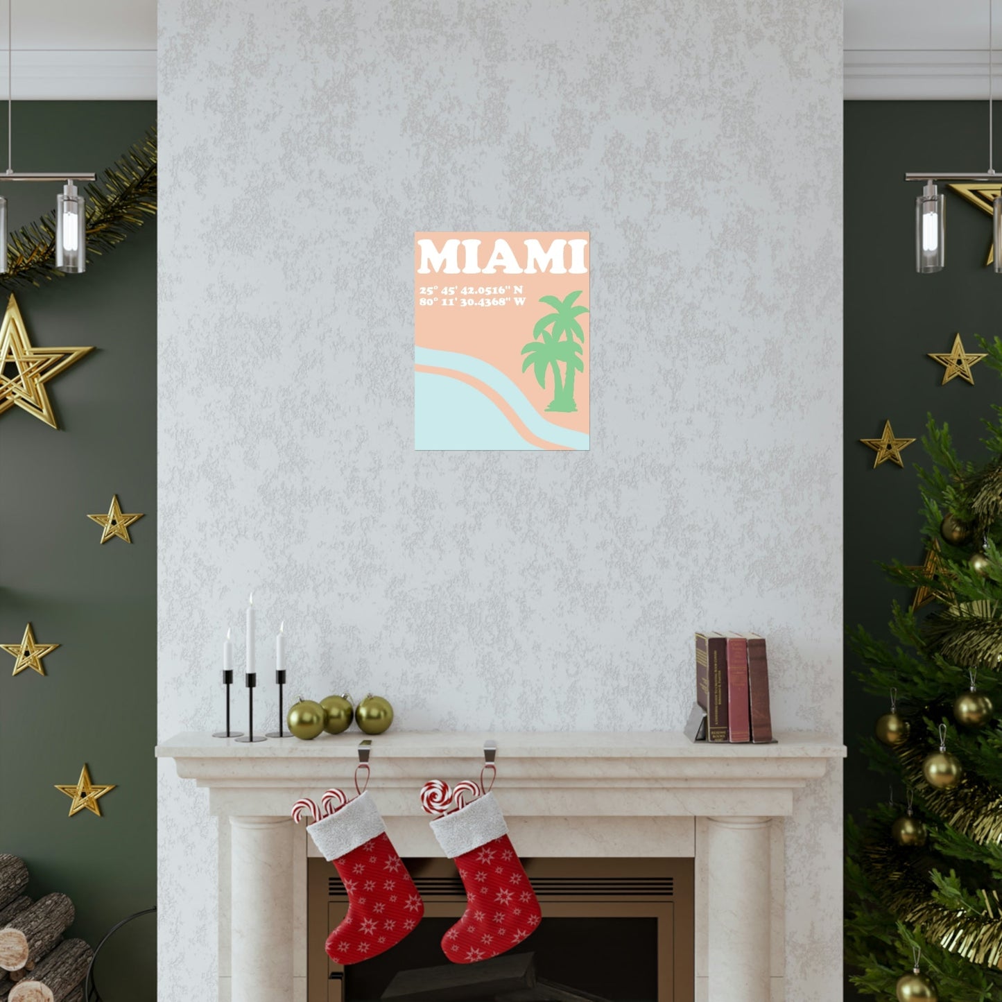 Miami Beach Florida Coordinates Minimal Art Premium Matte Vertical Posters Ichaku [Perfect Gifts Selection]