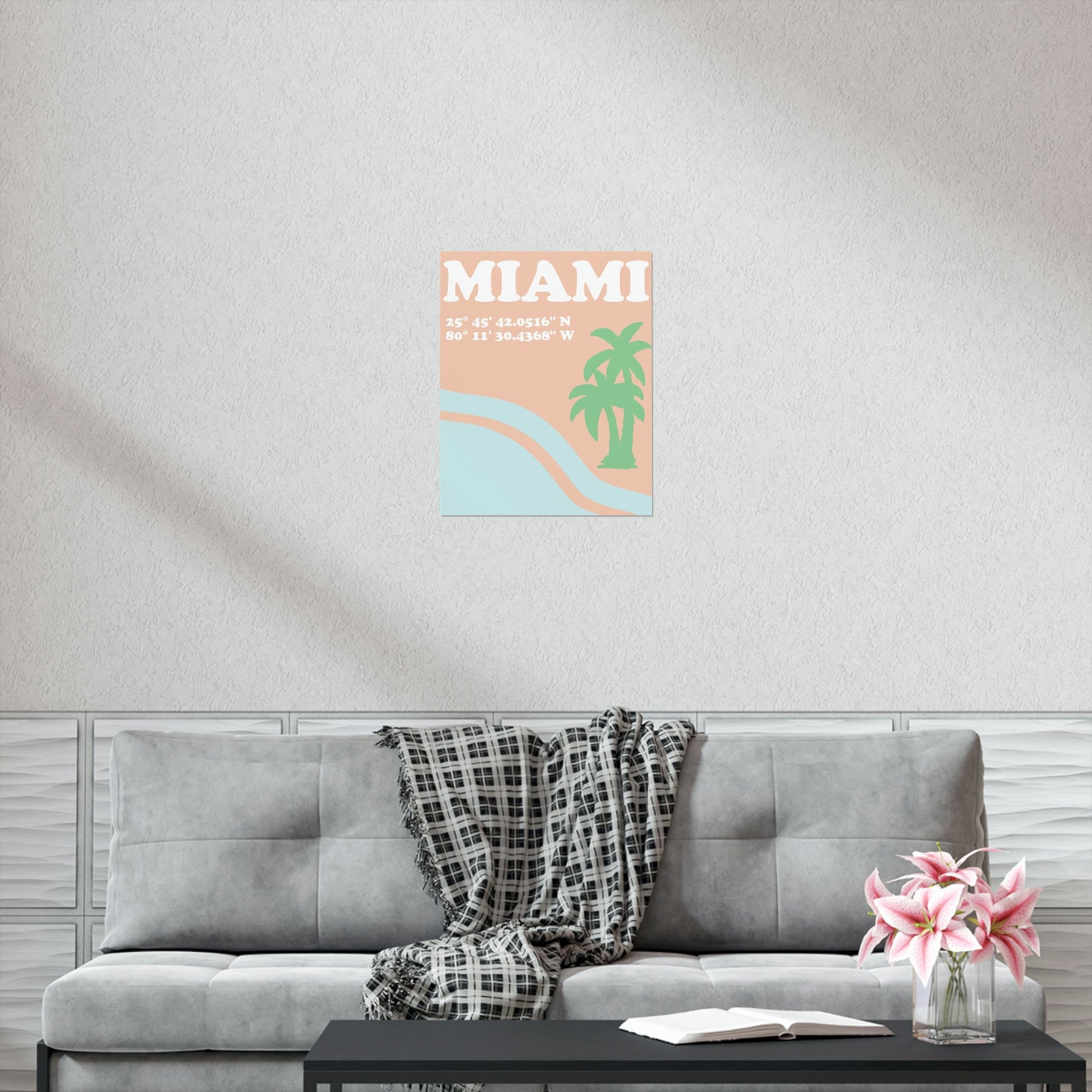 Miami Beach Florida Coordinates Minimal Art Premium Matte Vertical Posters Ichaku [Perfect Gifts Selection]