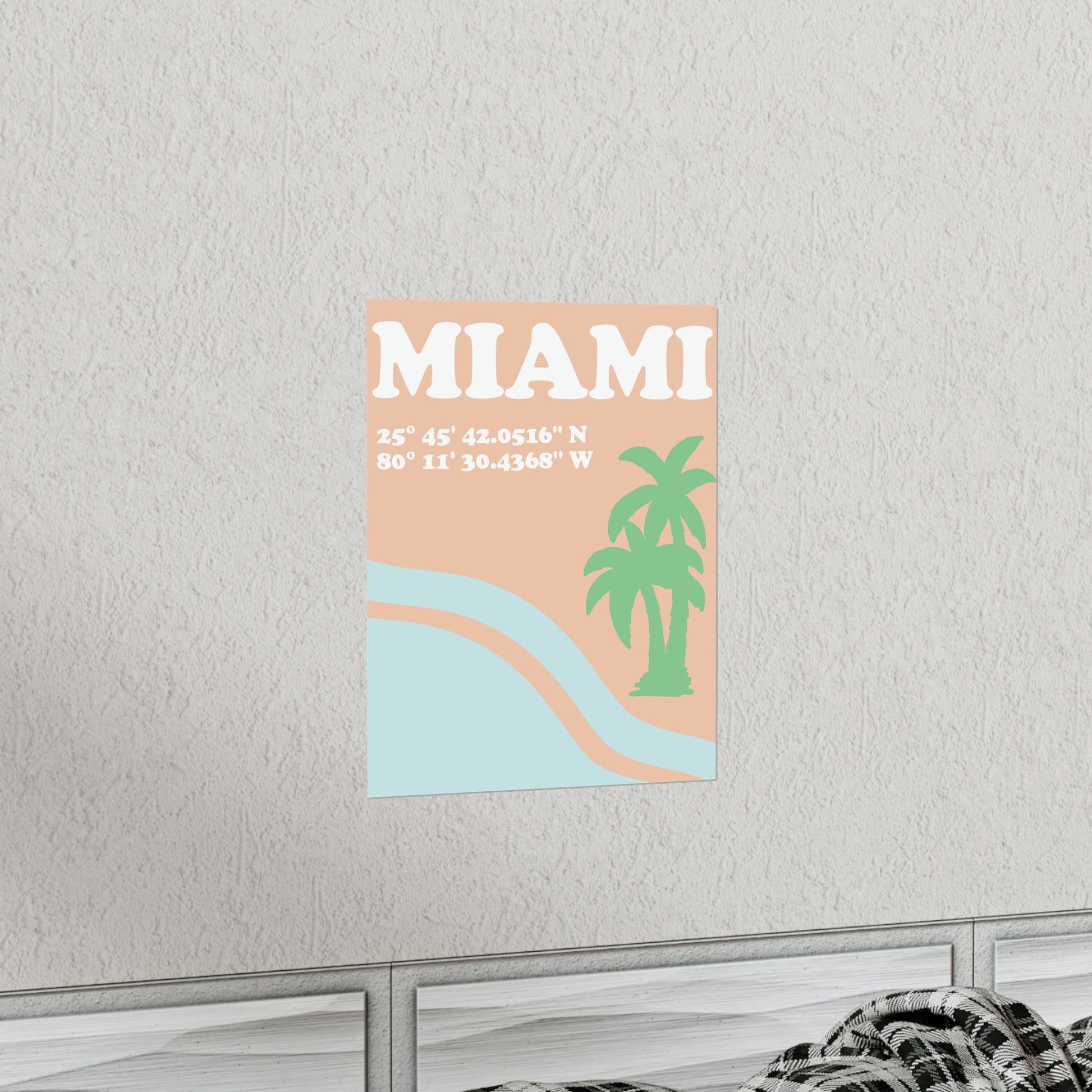 Miami Beach Florida Coordinates Minimal Art Premium Matte Vertical Posters Ichaku [Perfect Gifts Selection]