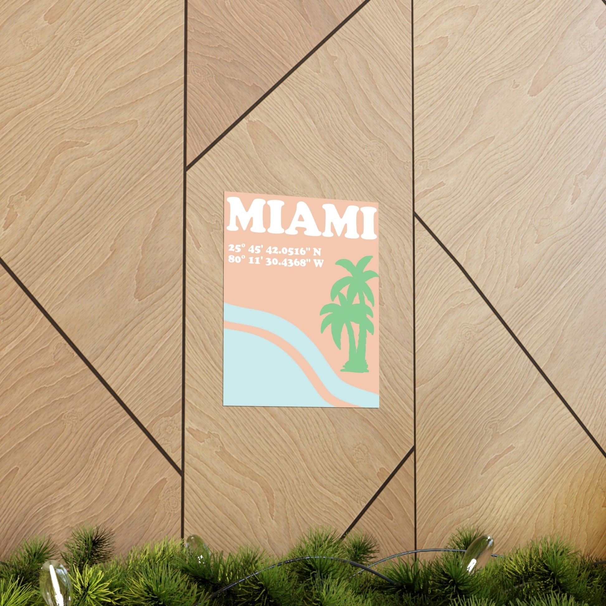 Miami Beach Florida Coordinates Minimal Art Premium Matte Vertical Posters Ichaku [Perfect Gifts Selection]