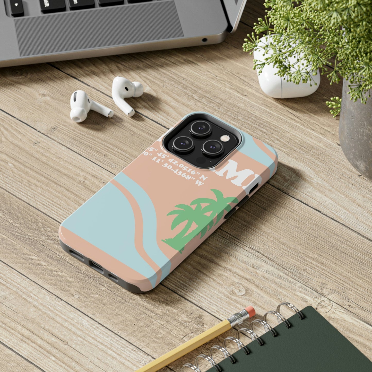 Miami Beach Florida Coordinates Minimal Art Tough Phone Cases Case-Mate Ichaku [Perfect Gifts Selection]