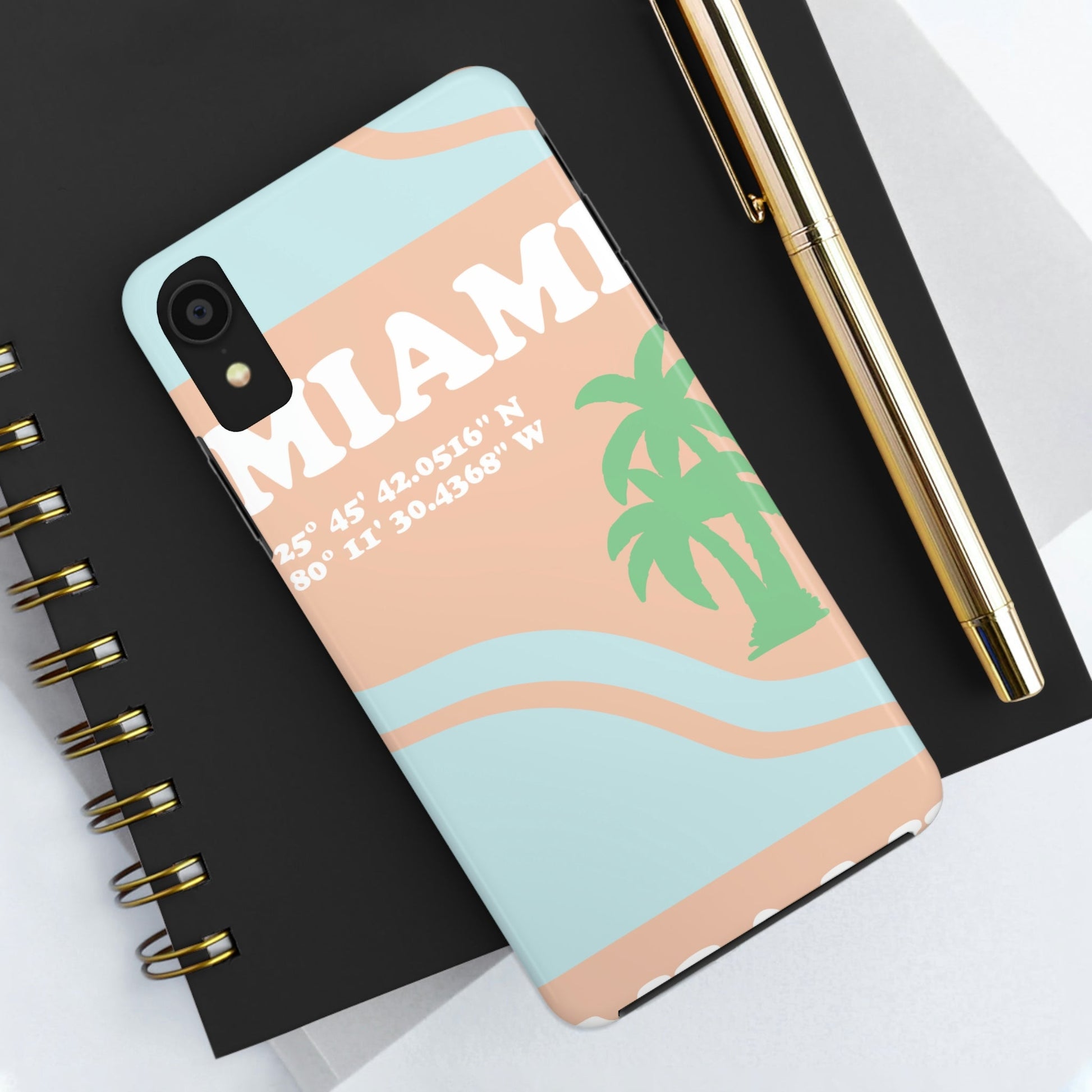 Miami Beach Florida Coordinates Minimal Art Tough Phone Cases Case-Mate Ichaku [Perfect Gifts Selection]