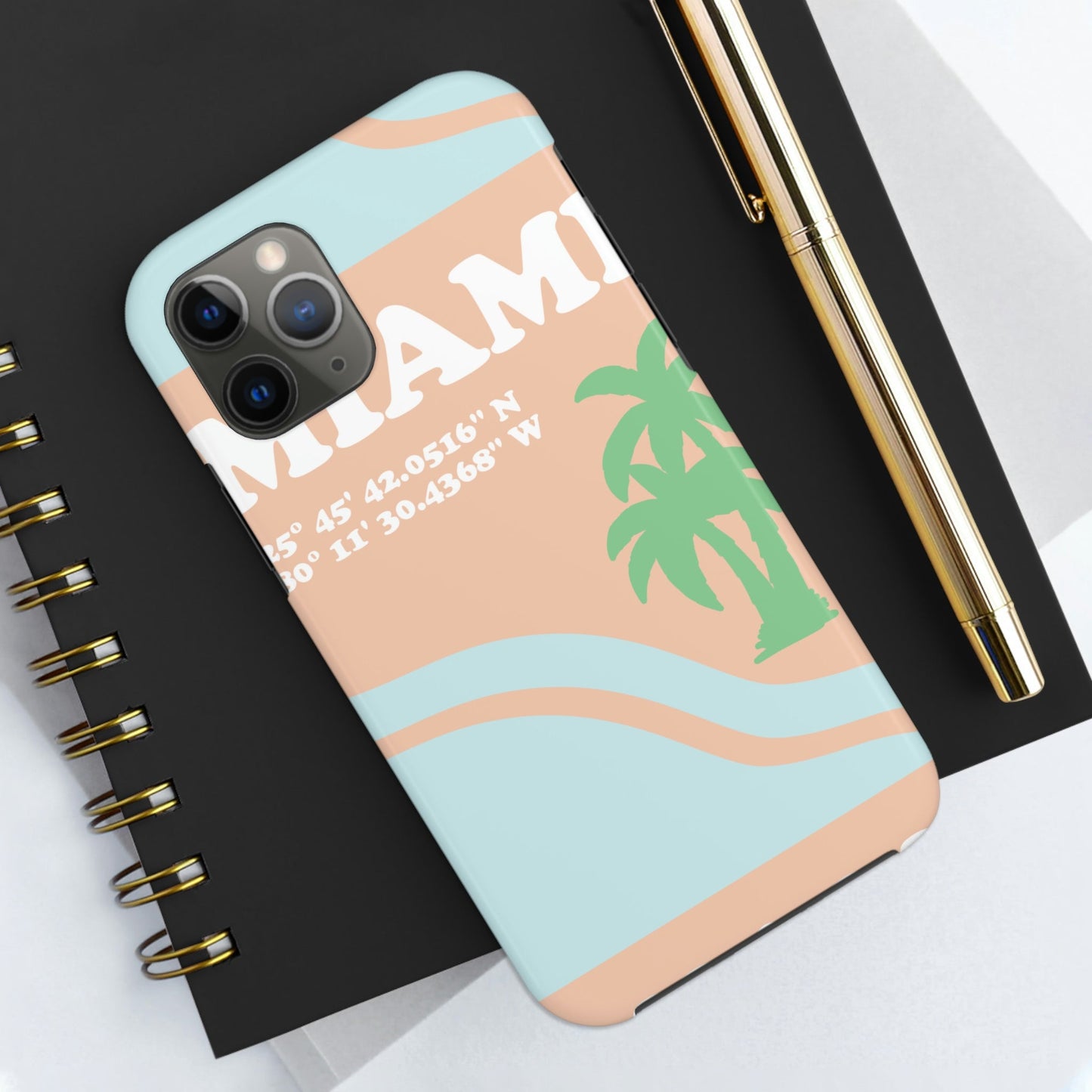 Miami Beach Florida Coordinates Minimal Art Tough Phone Cases Case-Mate Ichaku [Perfect Gifts Selection]