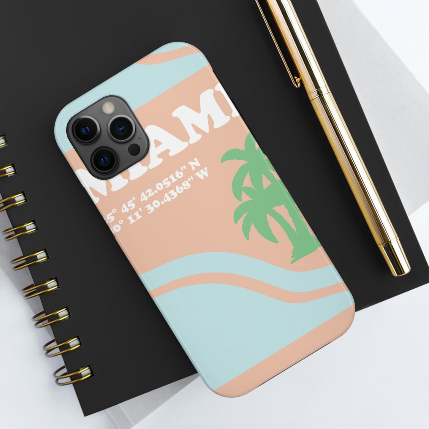 Miami Beach Florida Coordinates Minimal Art Tough Phone Cases Case-Mate Ichaku [Perfect Gifts Selection]