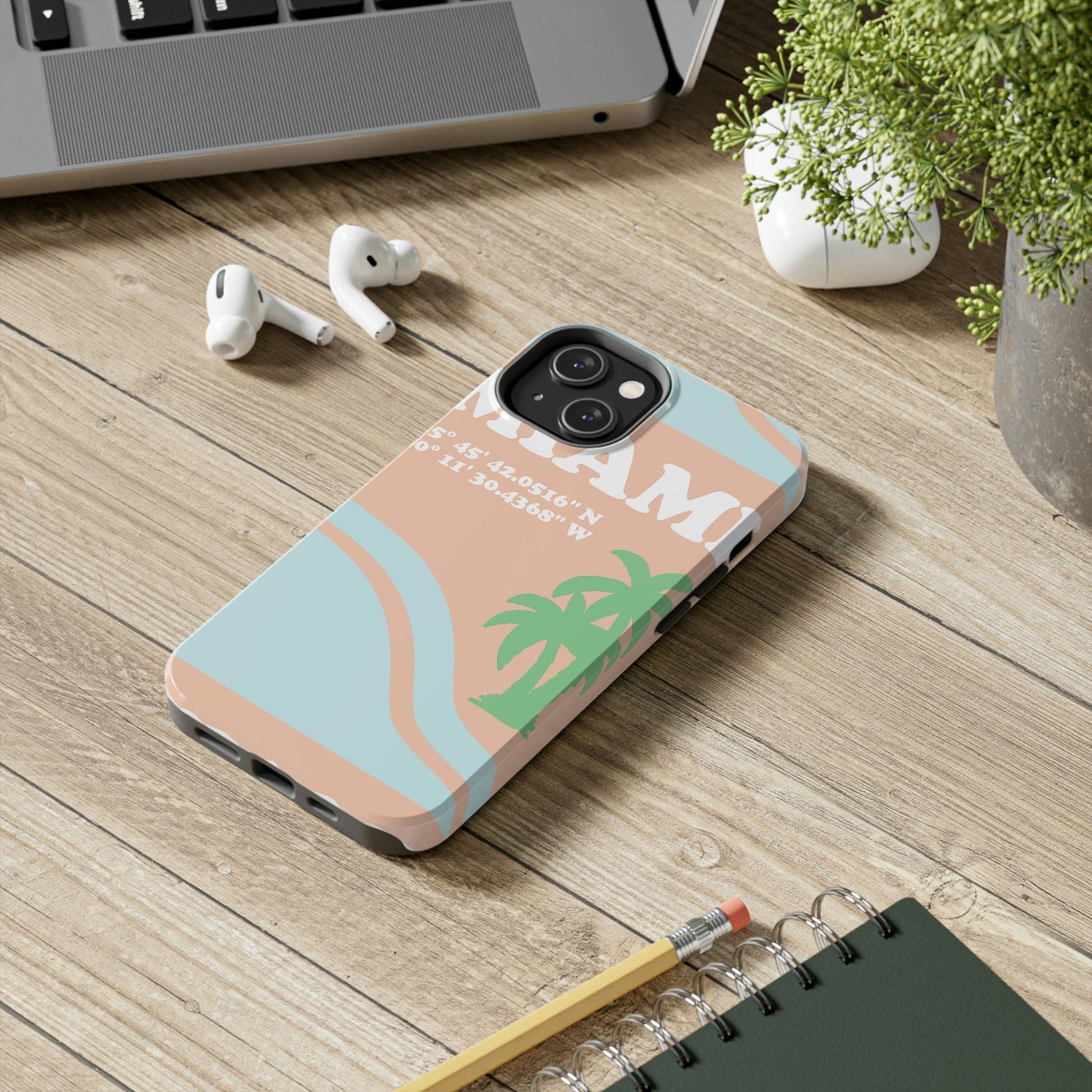 Miami Beach Florida Coordinates Minimal Art Tough Phone Cases Case-Mate Ichaku [Perfect Gifts Selection]