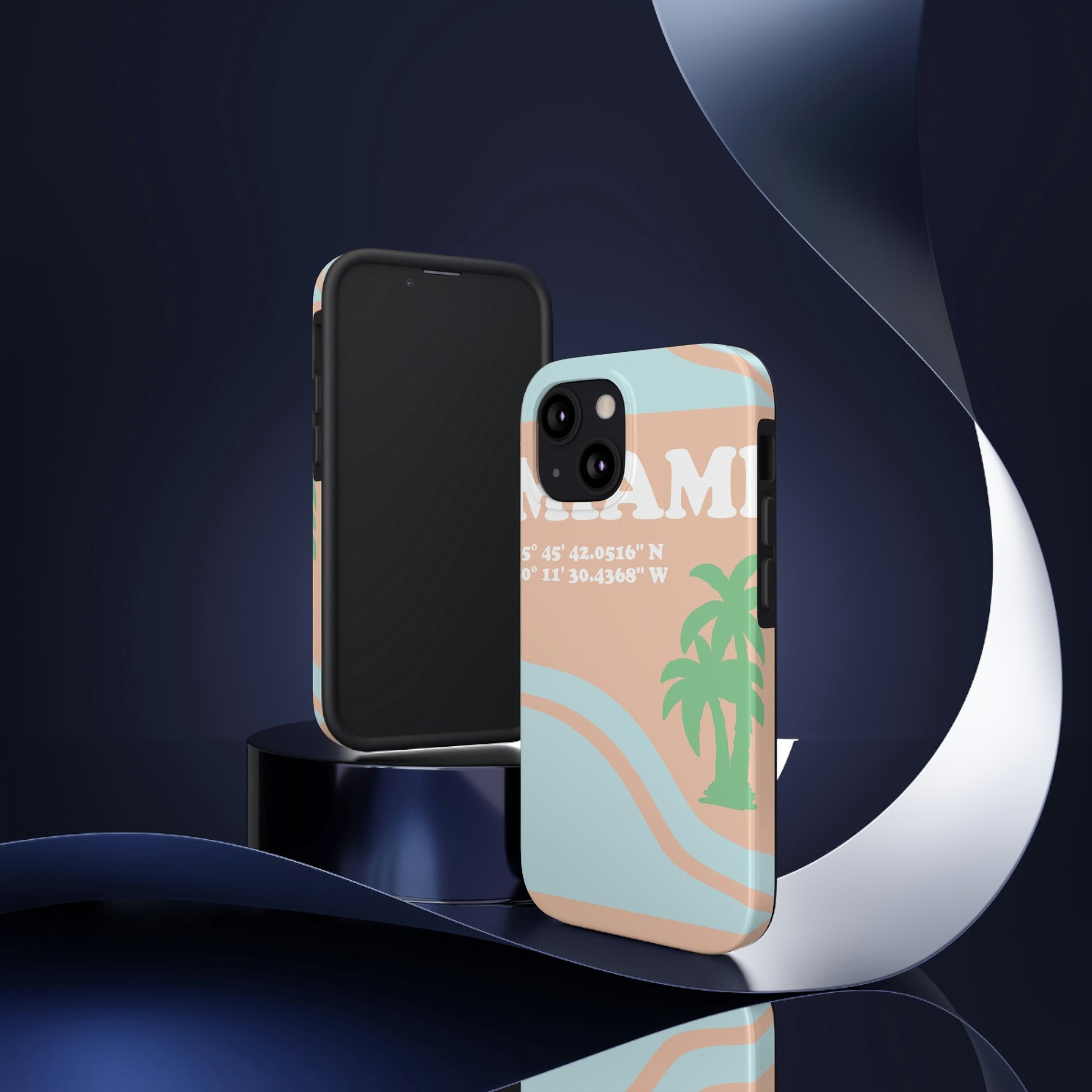 Miami Beach Florida Coordinates Minimal Art Tough Phone Cases Case-Mate Ichaku [Perfect Gifts Selection]