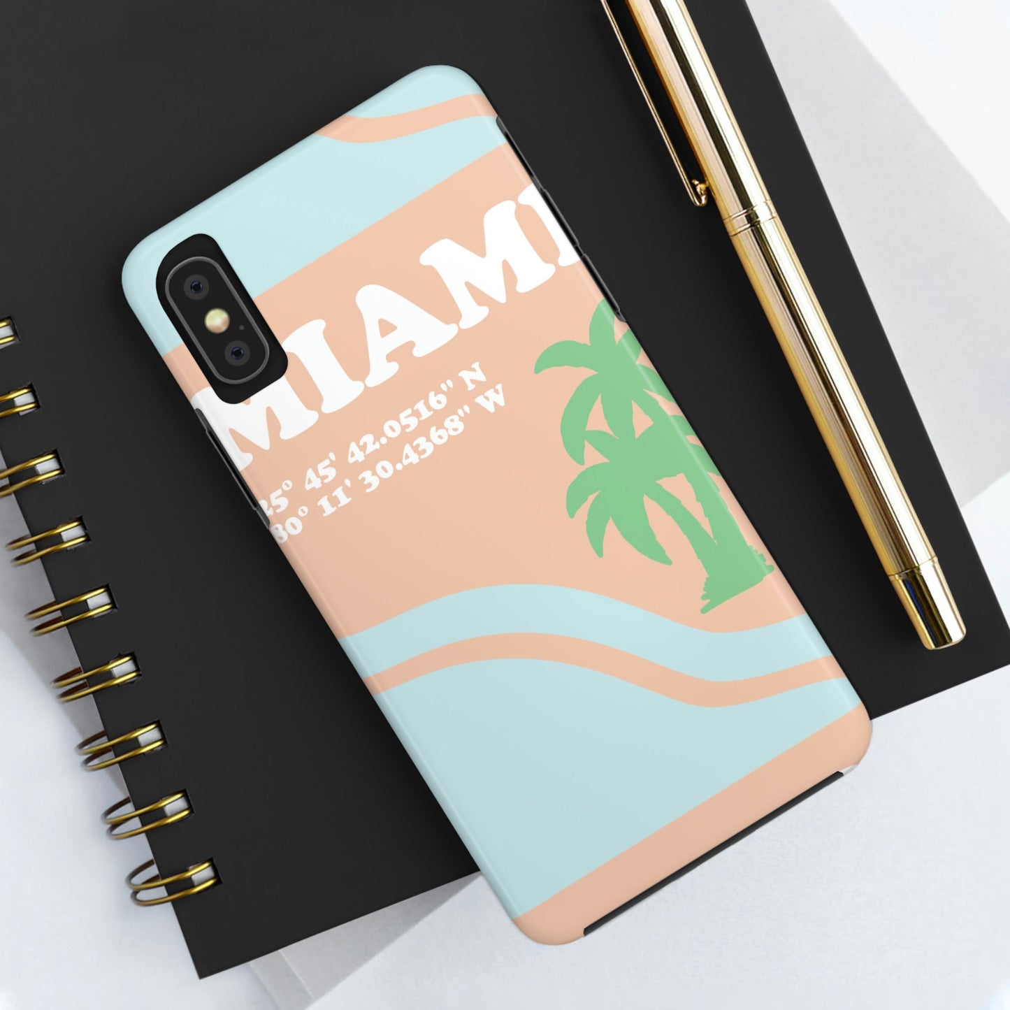 Miami Beach Florida Coordinates Minimal Art Tough Phone Cases Case-Mate Ichaku [Perfect Gifts Selection]