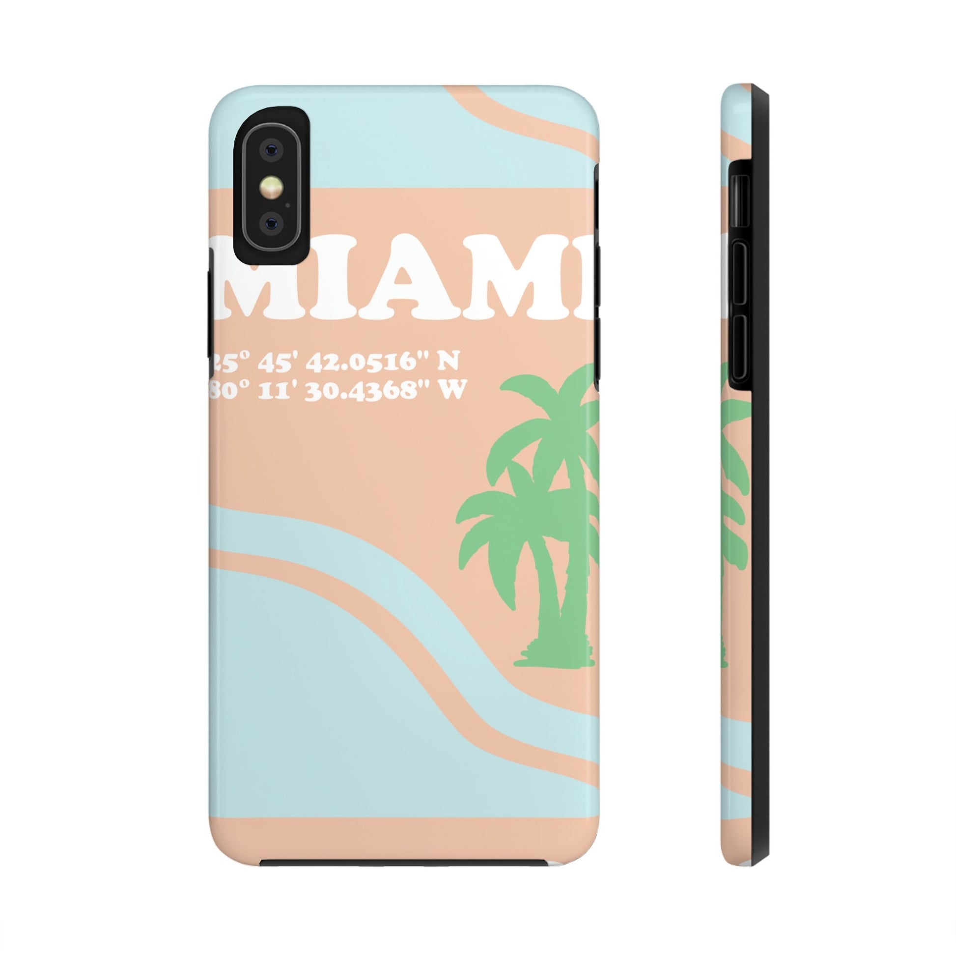 Miami Beach Florida Coordinates Minimal Art Tough Phone Cases Case-Mate Ichaku [Perfect Gifts Selection]