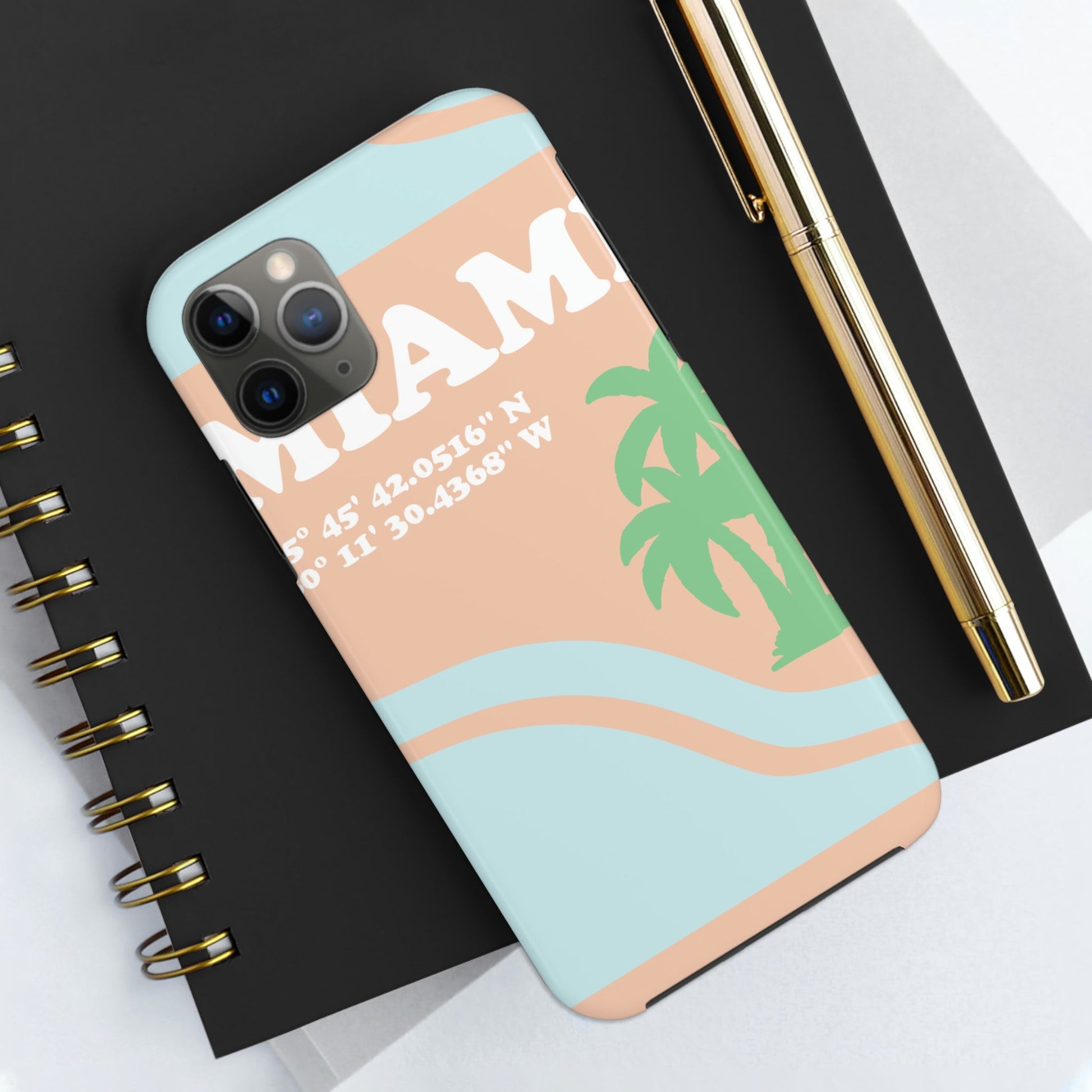 Miami Beach Florida Coordinates Minimal Art Tough Phone Cases Case-Mate Ichaku [Perfect Gifts Selection]