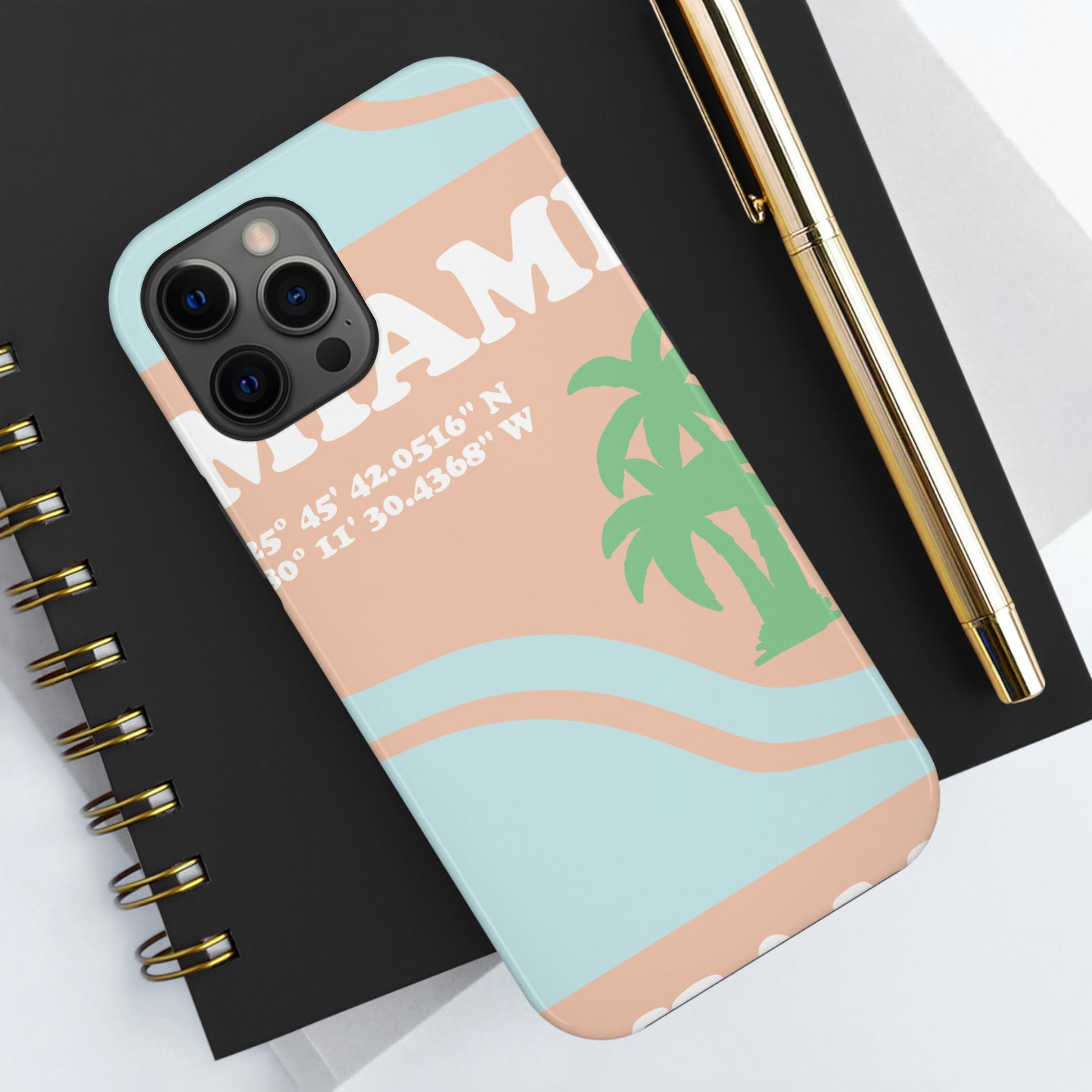 Miami Beach Florida Coordinates Minimal Art Tough Phone Cases Case-Mate Ichaku [Perfect Gifts Selection]