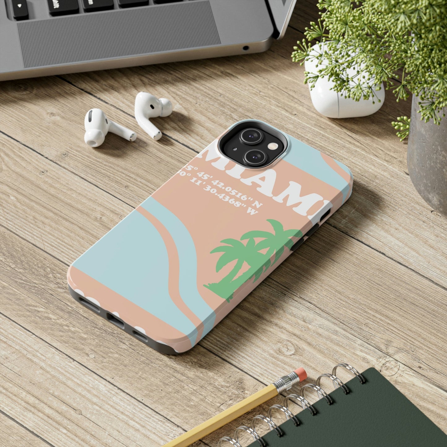 Miami Beach Florida Coordinates Minimal Art Tough Phone Cases Case-Mate Ichaku [Perfect Gifts Selection]