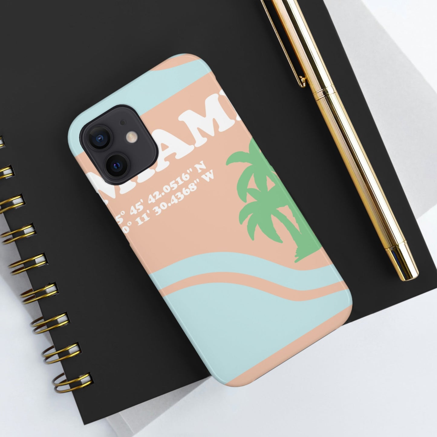 Miami Beach Florida Coordinates Minimal Art Tough Phone Cases Case-Mate Ichaku [Perfect Gifts Selection]