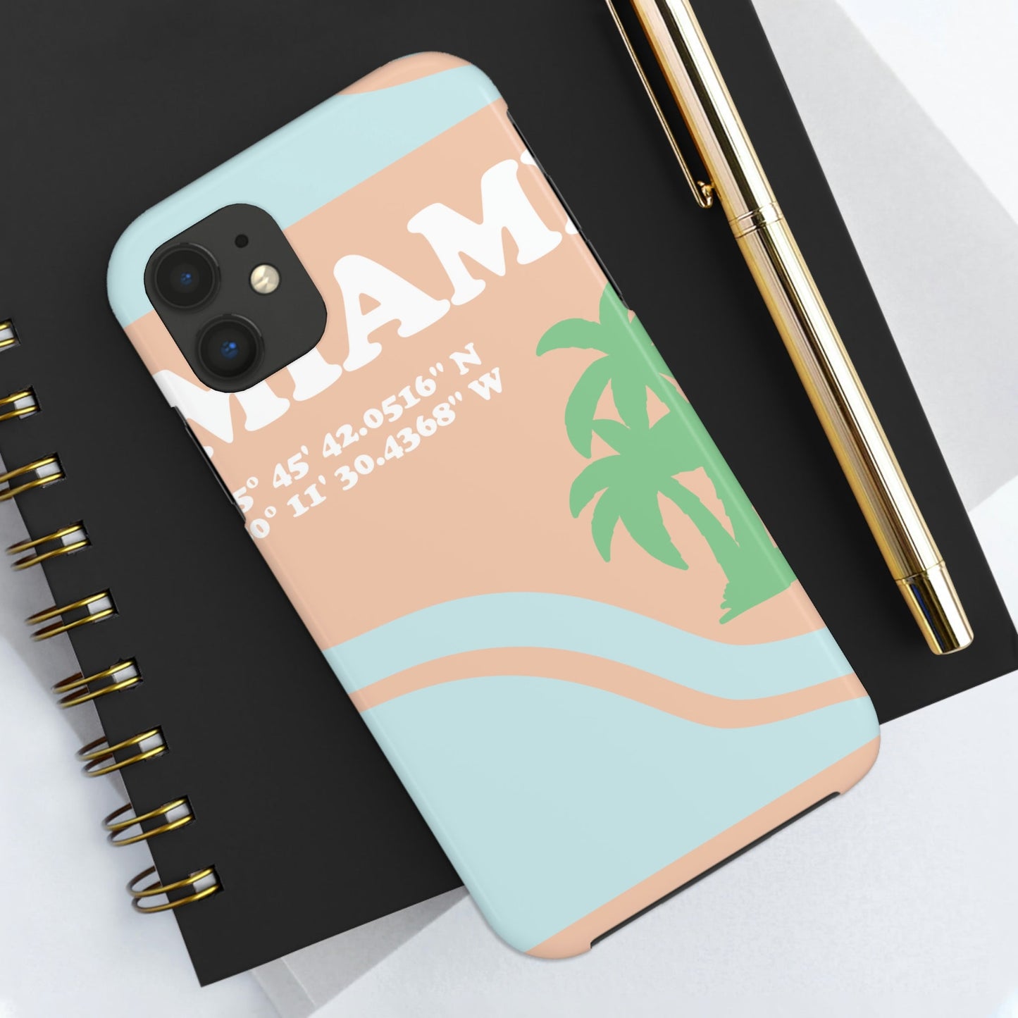 Miami Beach Florida Coordinates Minimal Art Tough Phone Cases Case-Mate Ichaku [Perfect Gifts Selection]