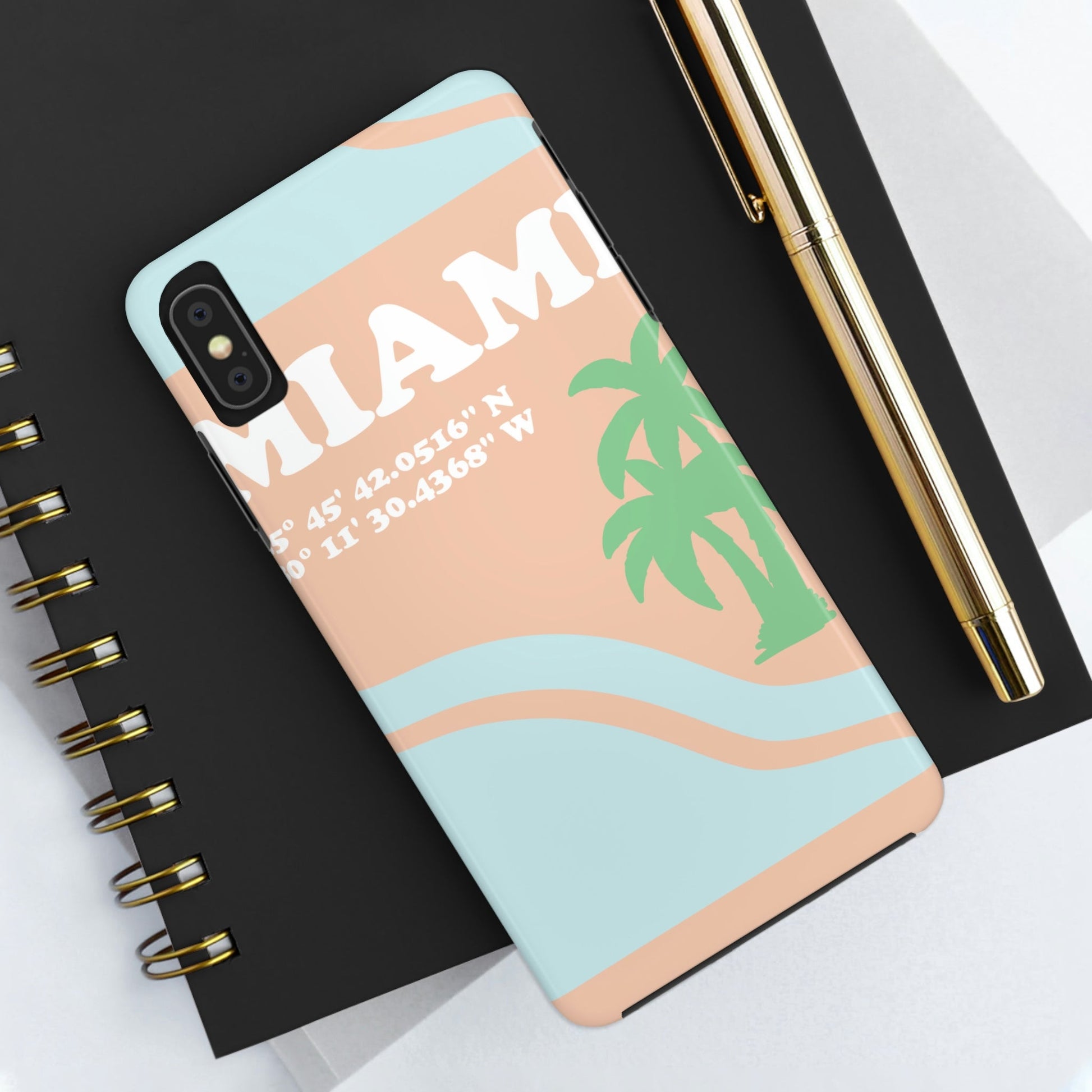 Miami Beach Florida Coordinates Minimal Art Tough Phone Cases Case-Mate Ichaku [Perfect Gifts Selection]